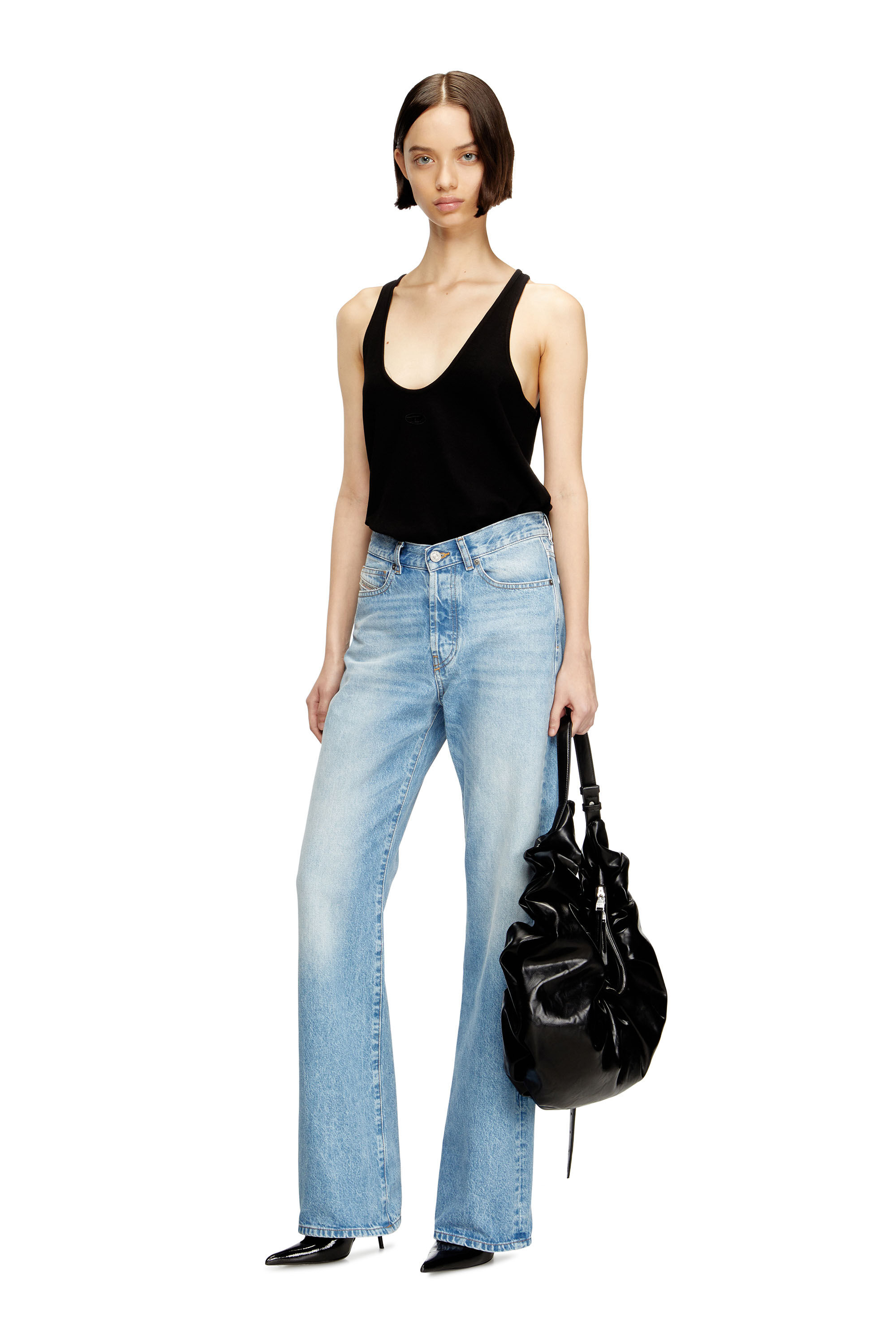 Diesel - T-IPSYA-LKDS, Damen Geripptes Tanktop mit Oval D in Schwarz - 1