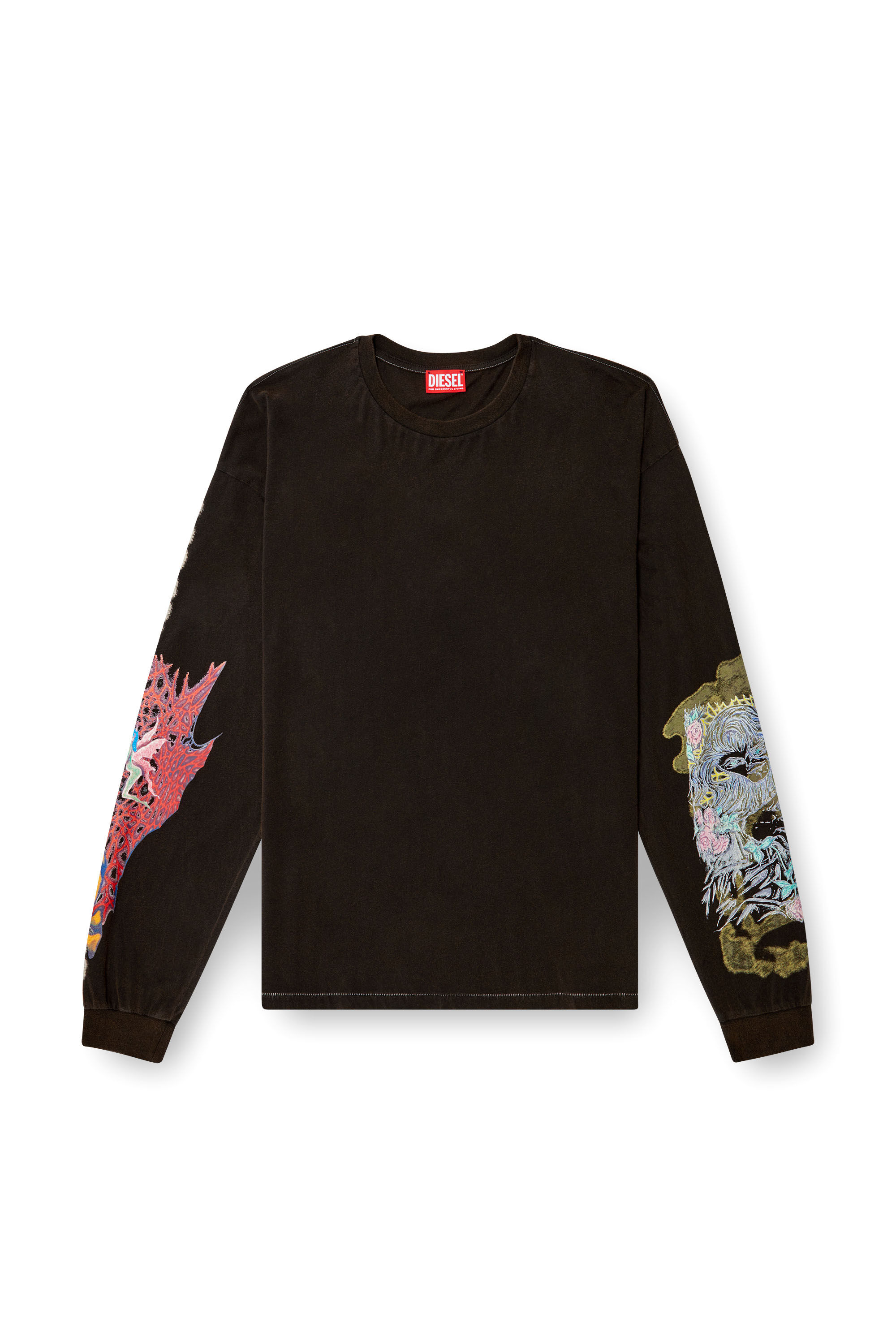 Diesel - T-BOXT-LS-R4, Herren Langarm-T-Shirt mit bedruckten Grafiken in Schwarz - 2