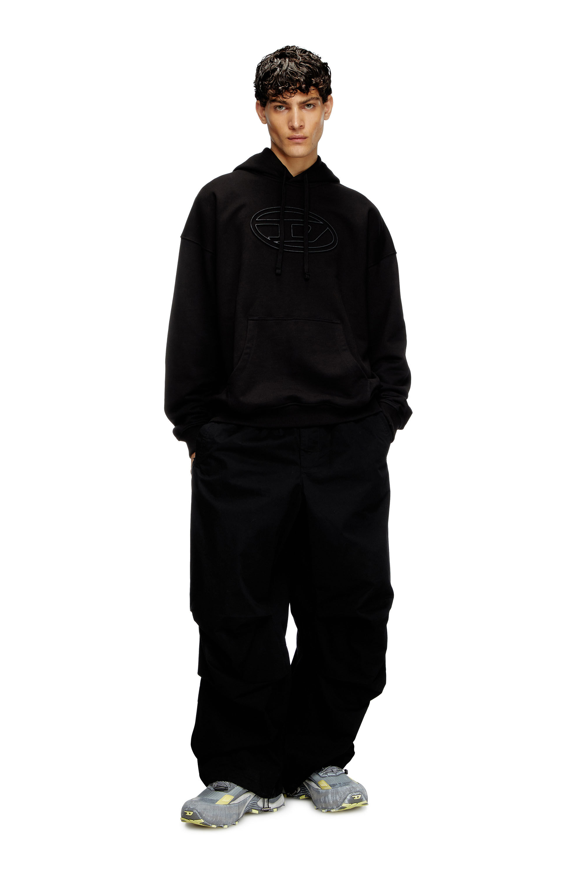 Diesel - S-UMMER-BIGOVAL, Herren Hoodie mit Oval D-Prägung in Schwarz - 1
