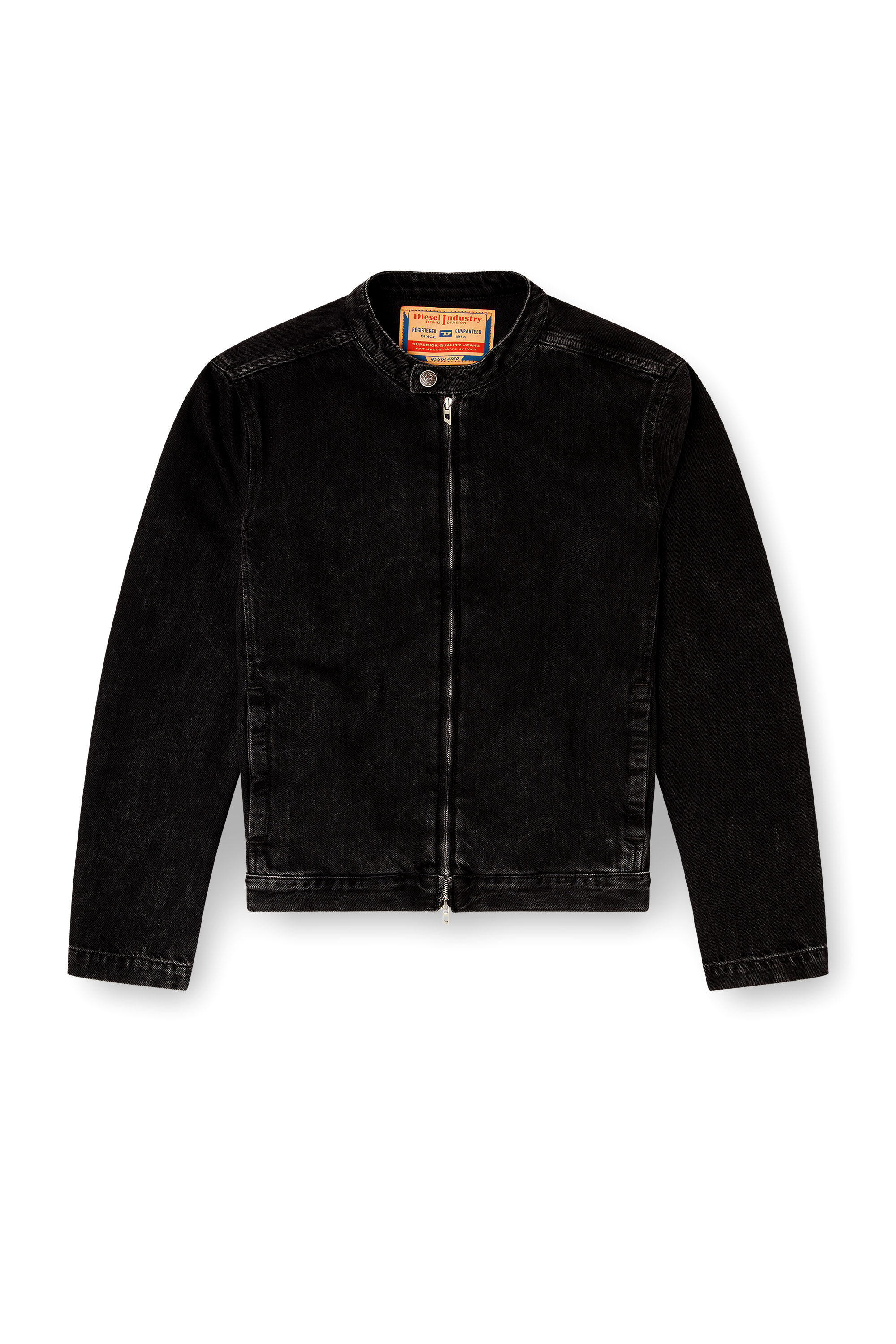 Diesel - D-GLORY, Herren Bikerjacke aus sauber gewaschenem Denim in Schwarz - 2