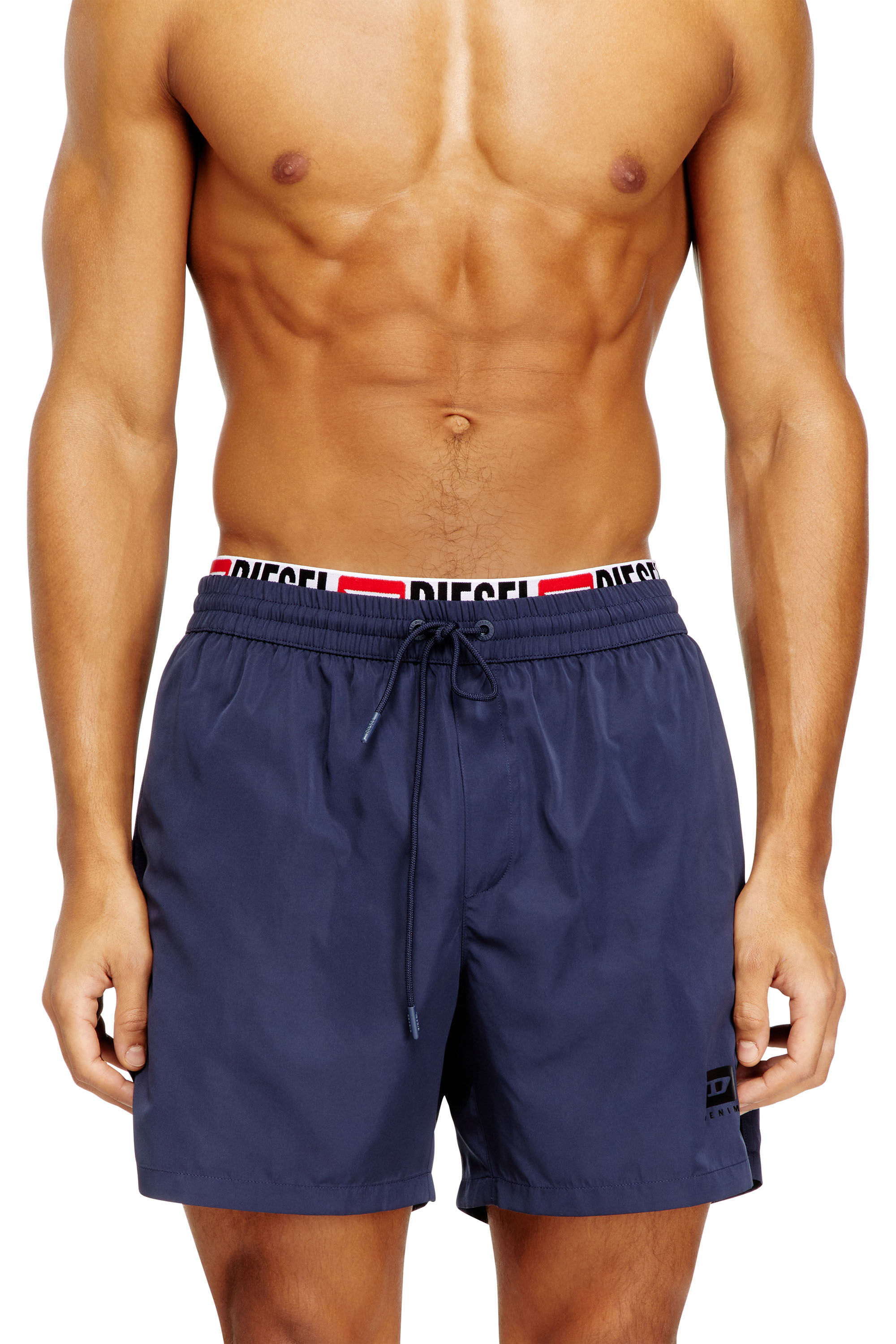Diesel - VISPER-41-D-CORE, Herren Mittellange Badeshorts mit Logo-Print in Dunkelblau - 1