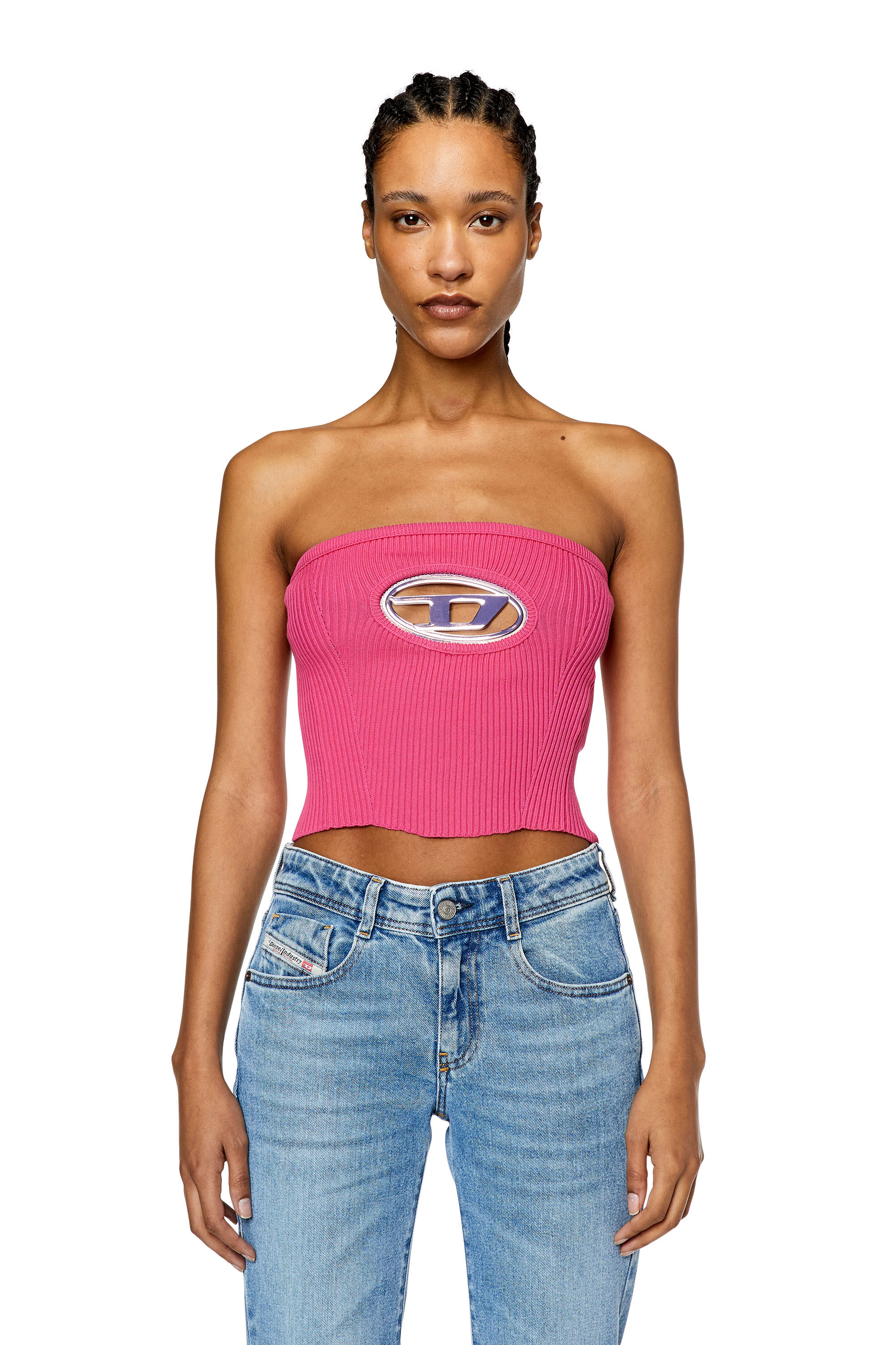 Women's Bandeau top with oval D plaque | Pink | Diesel