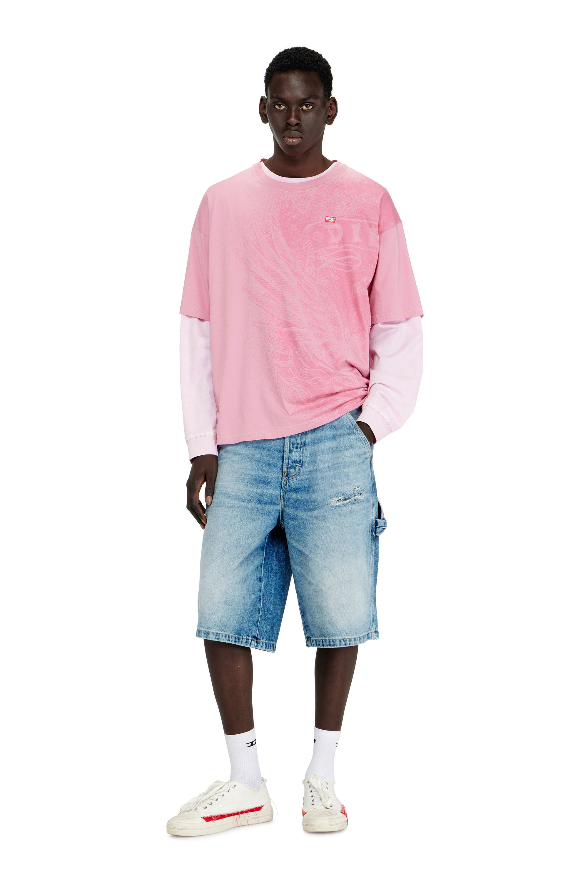 Diesel - D-LIVERY-W-SHORT, Herren Relaxed Shorts aus flie&szlig;endem Denim mit Abrieb-Effekten in null - 1