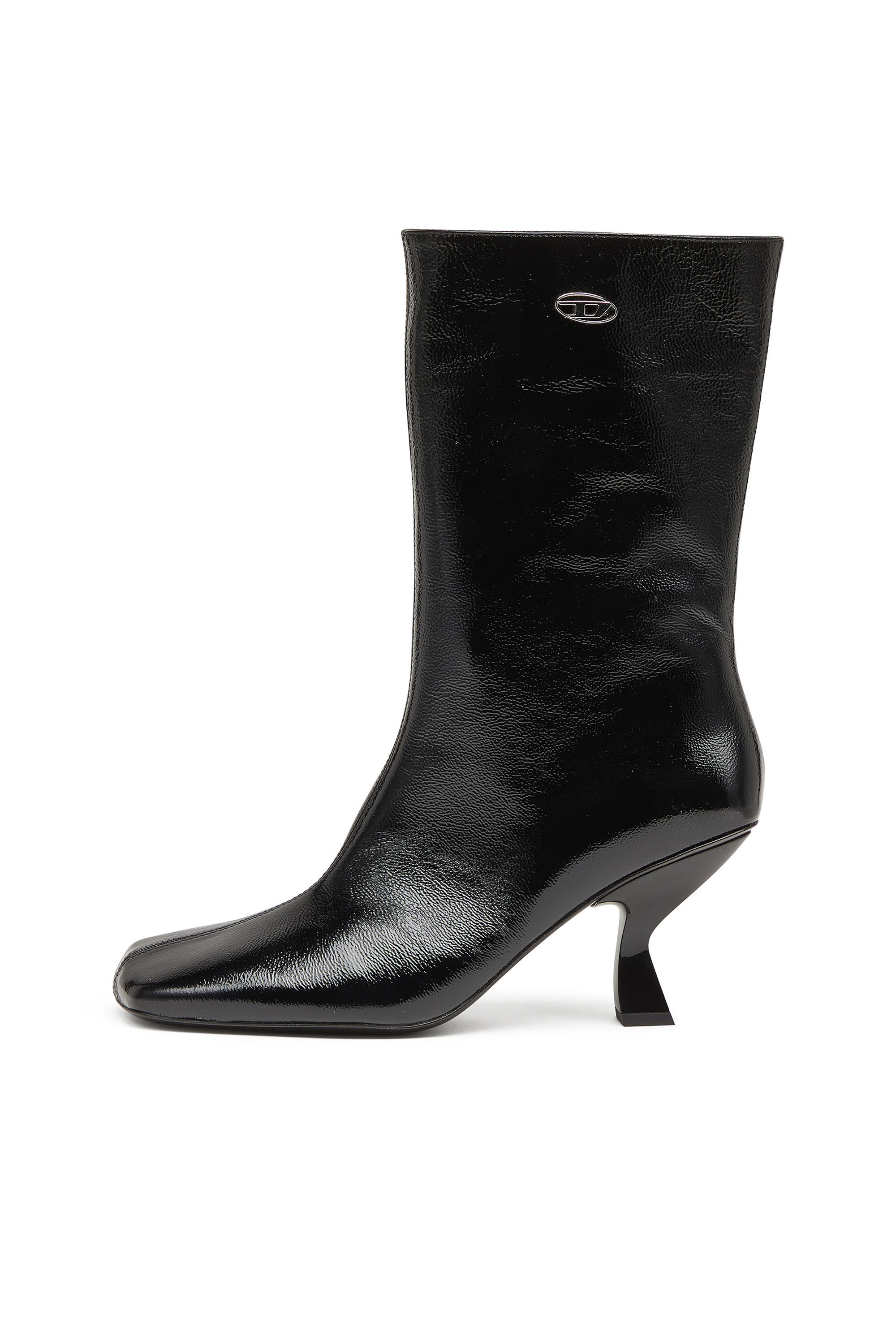 Diesel - D-AMBER TUBE 75, Damen D-Amber-Stiefeletten mit quadratischer Spitze und Naplak-Effekt in Schwarz - 8