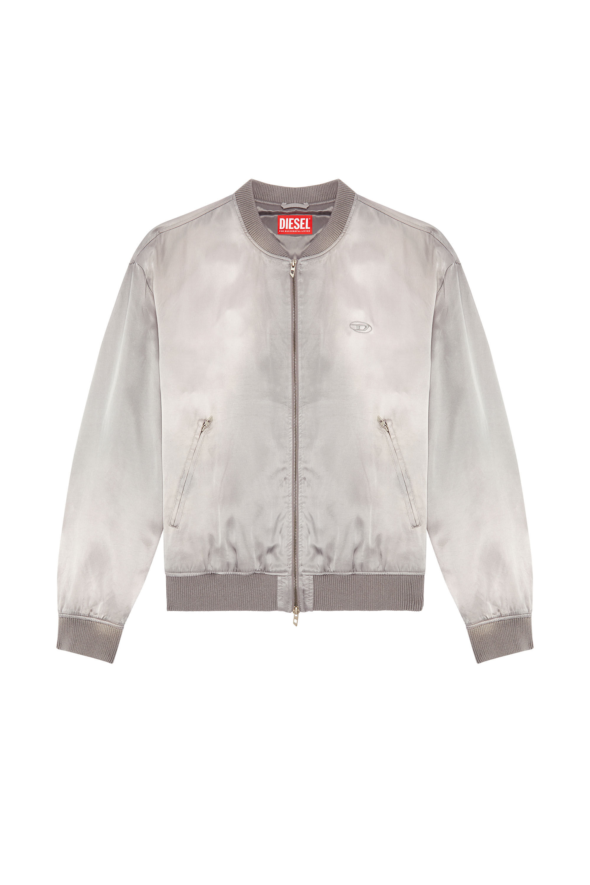 Diesel - J-MARTEX, Man Satin bomber jacket with faded effect in Grey - Image 5
