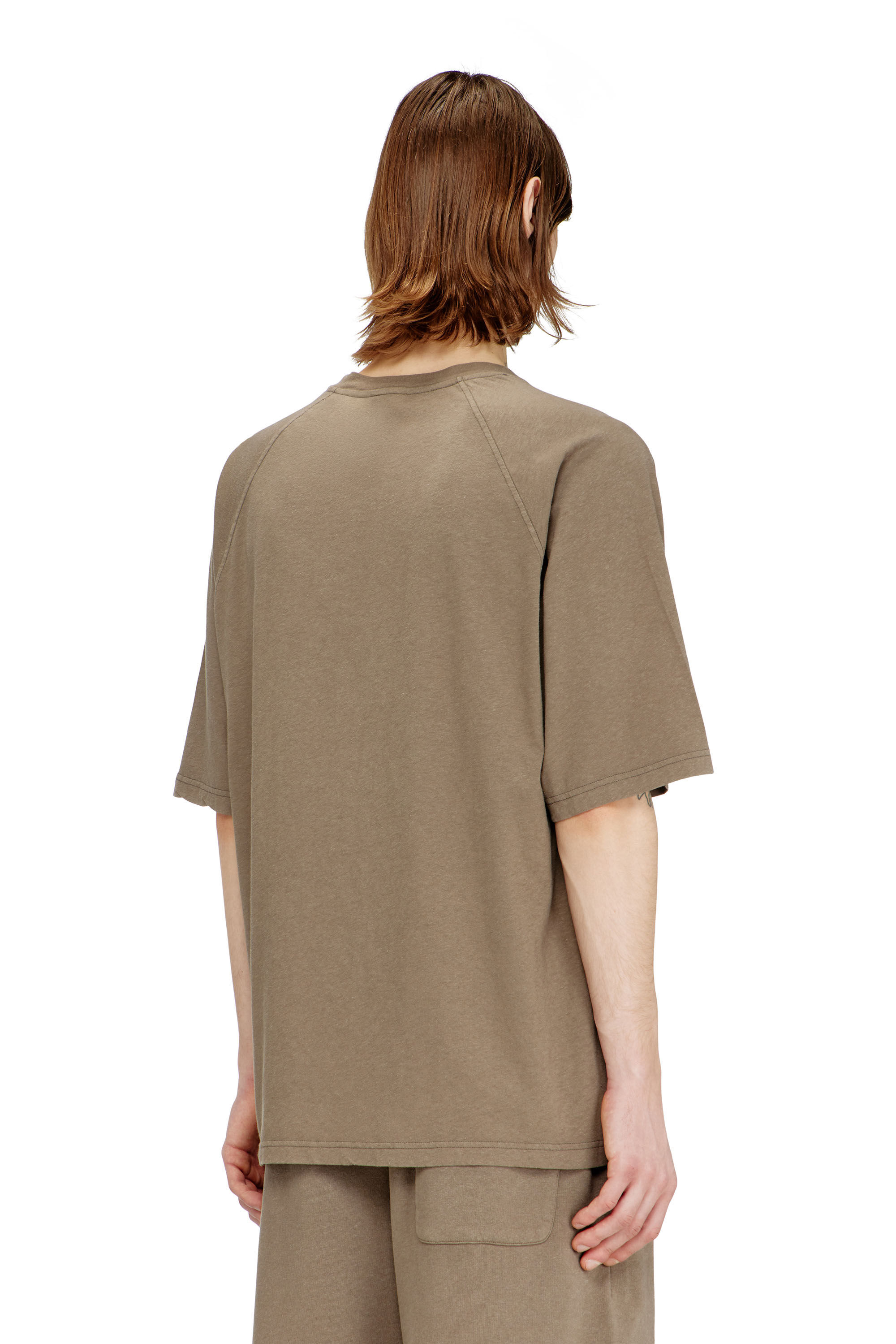 Diesel - T-JUSSI-A, Herren Bedrucktes T-Shirt aus Baumwolle und Hanf in Beige - 4