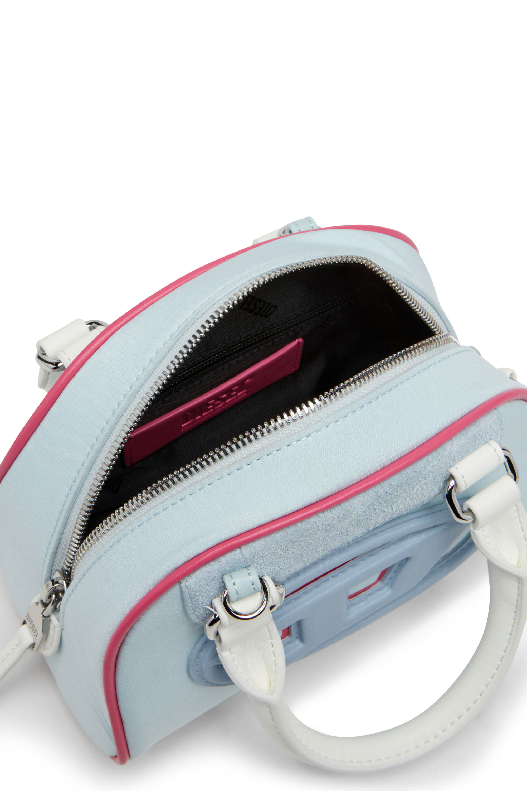 Diesel - 1DR DOME CROSSBODY, Damen Colourblock-Mini-Bowling-Tasche in Hellblau - 5