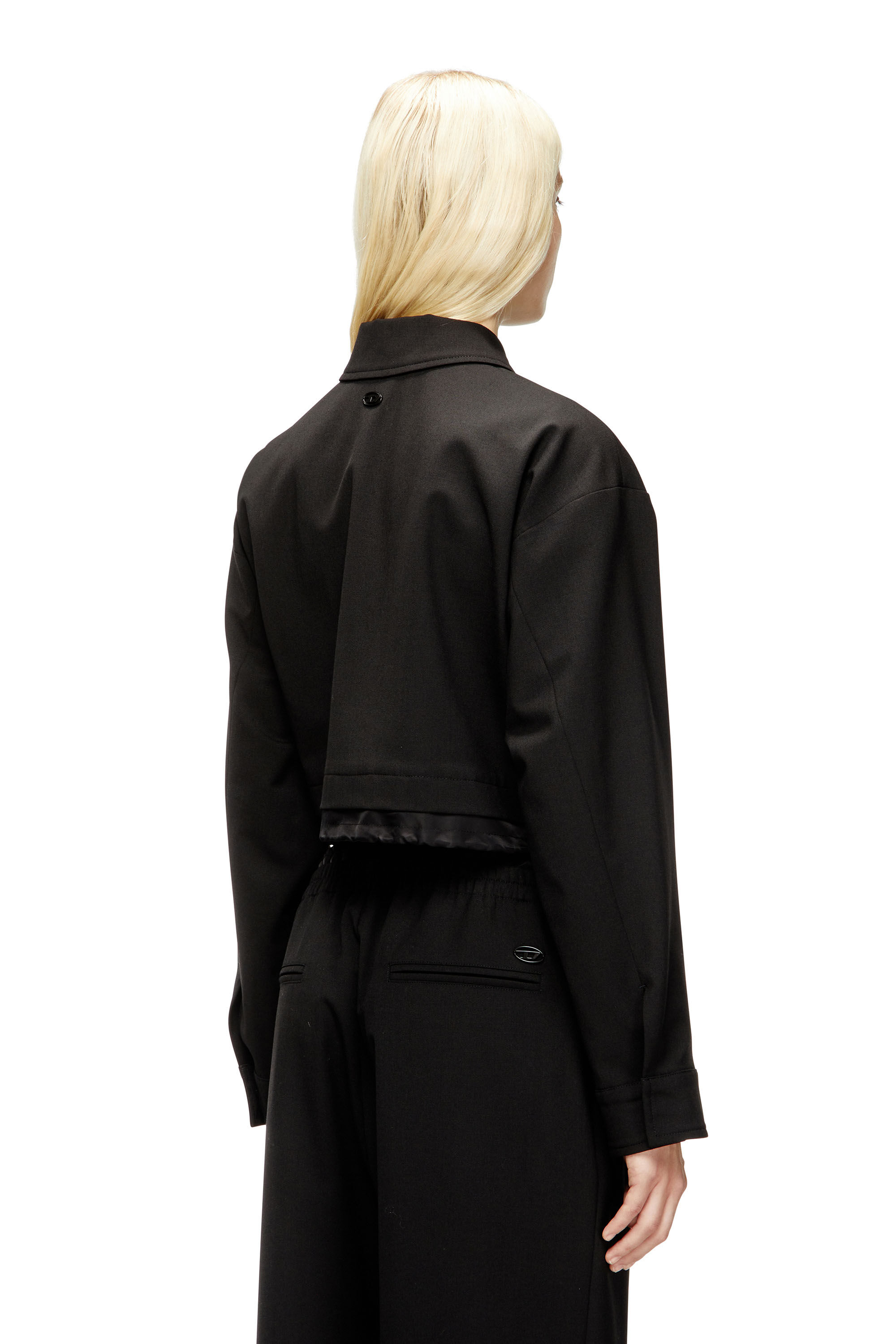 Diesel - J-TING-FEM-R2, Damen Verkürzte Jacke aus Schneiderstoff und Nylon in Schwarz - 4