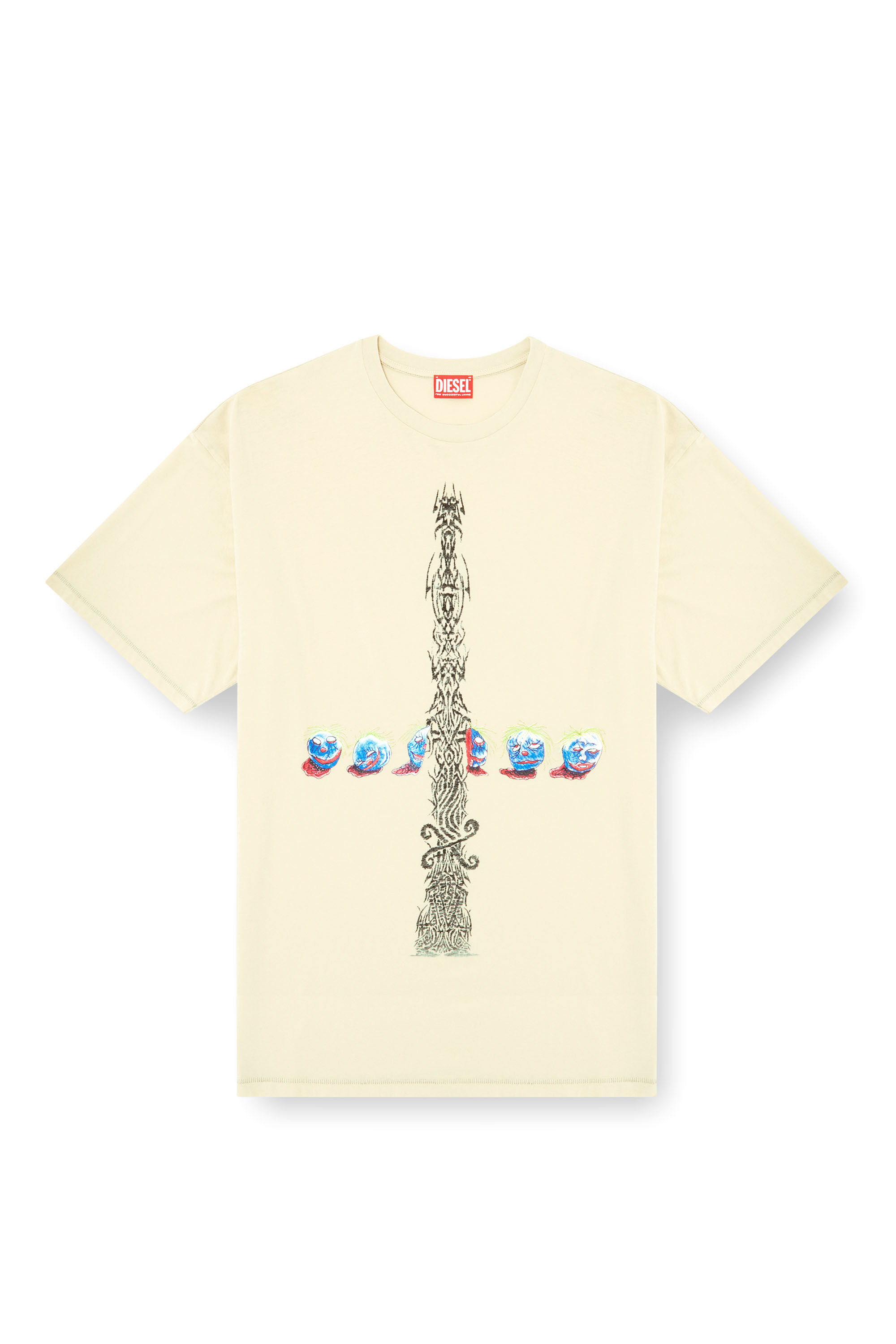 Diesel - T-BOXT-R4, Herren T-Shirt in Acid-Waschung mit bedruckten Grafiken in Weiß - 2