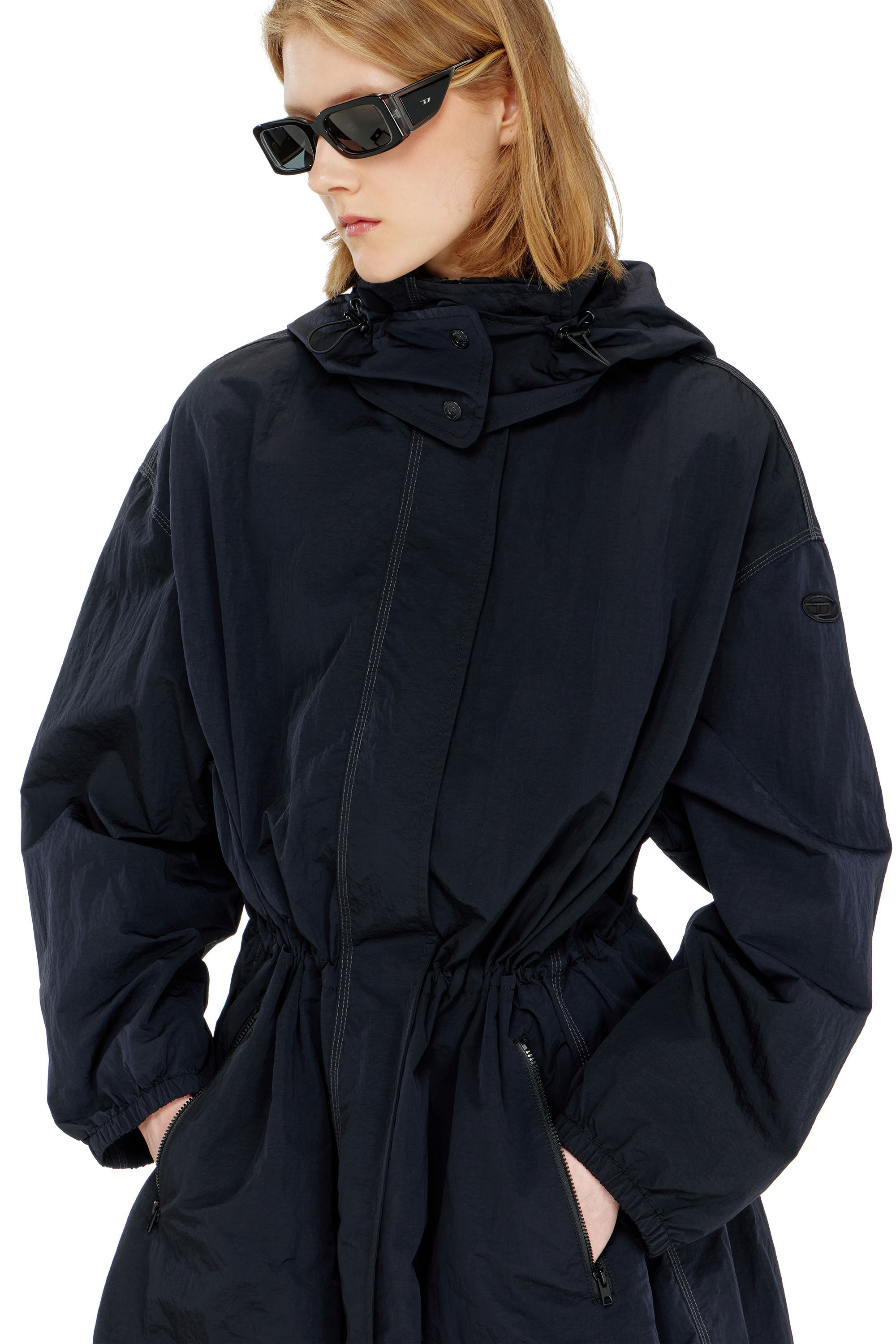 Diesel - G-ASTER-T1, Damen Nylon-Trenchcoat mit abnehmbarer Kapuze in null - 5