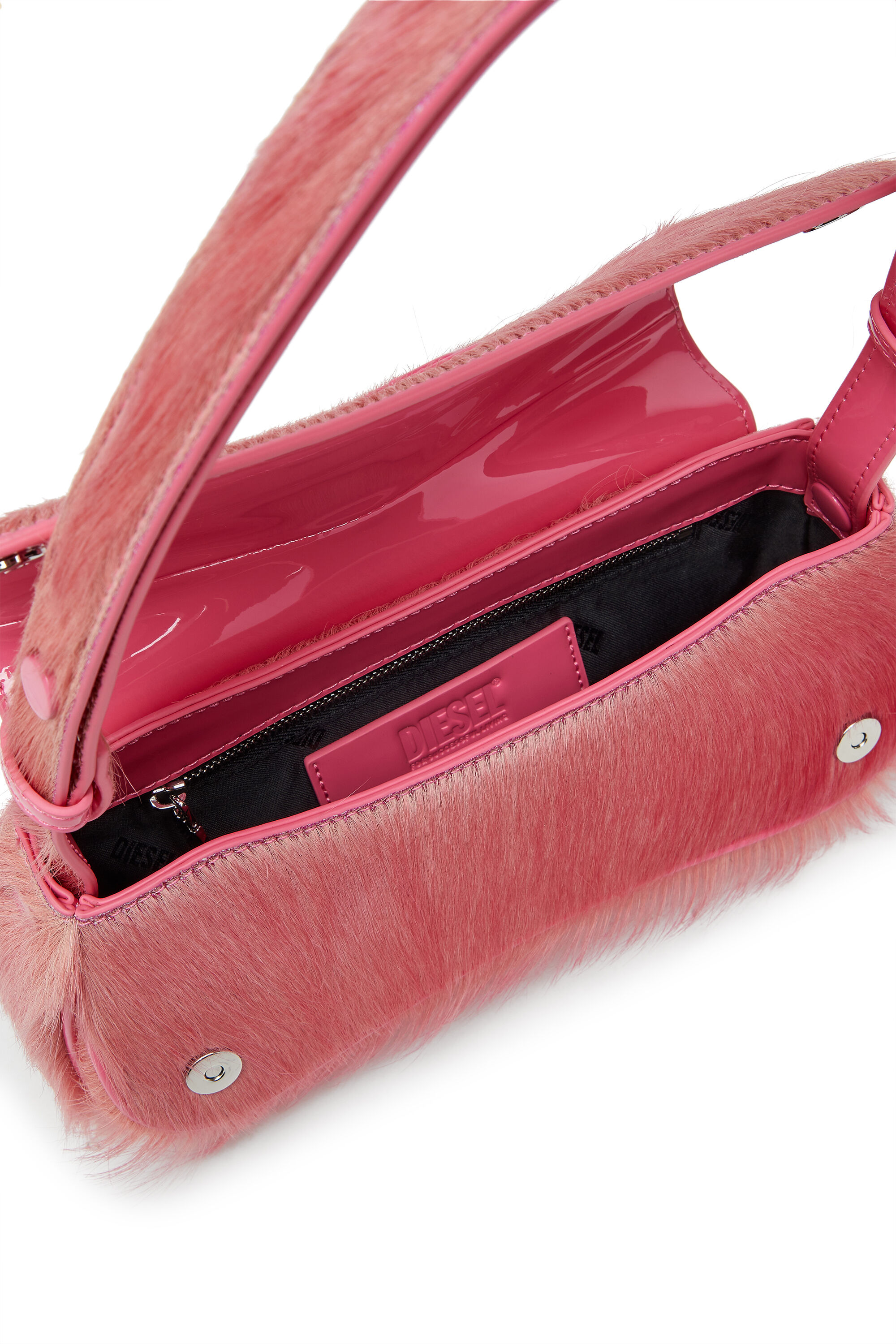Diesel - PLAY CLUTCH, Damen Clutch aus farbigem, haarigem Leder in Rosa - 3