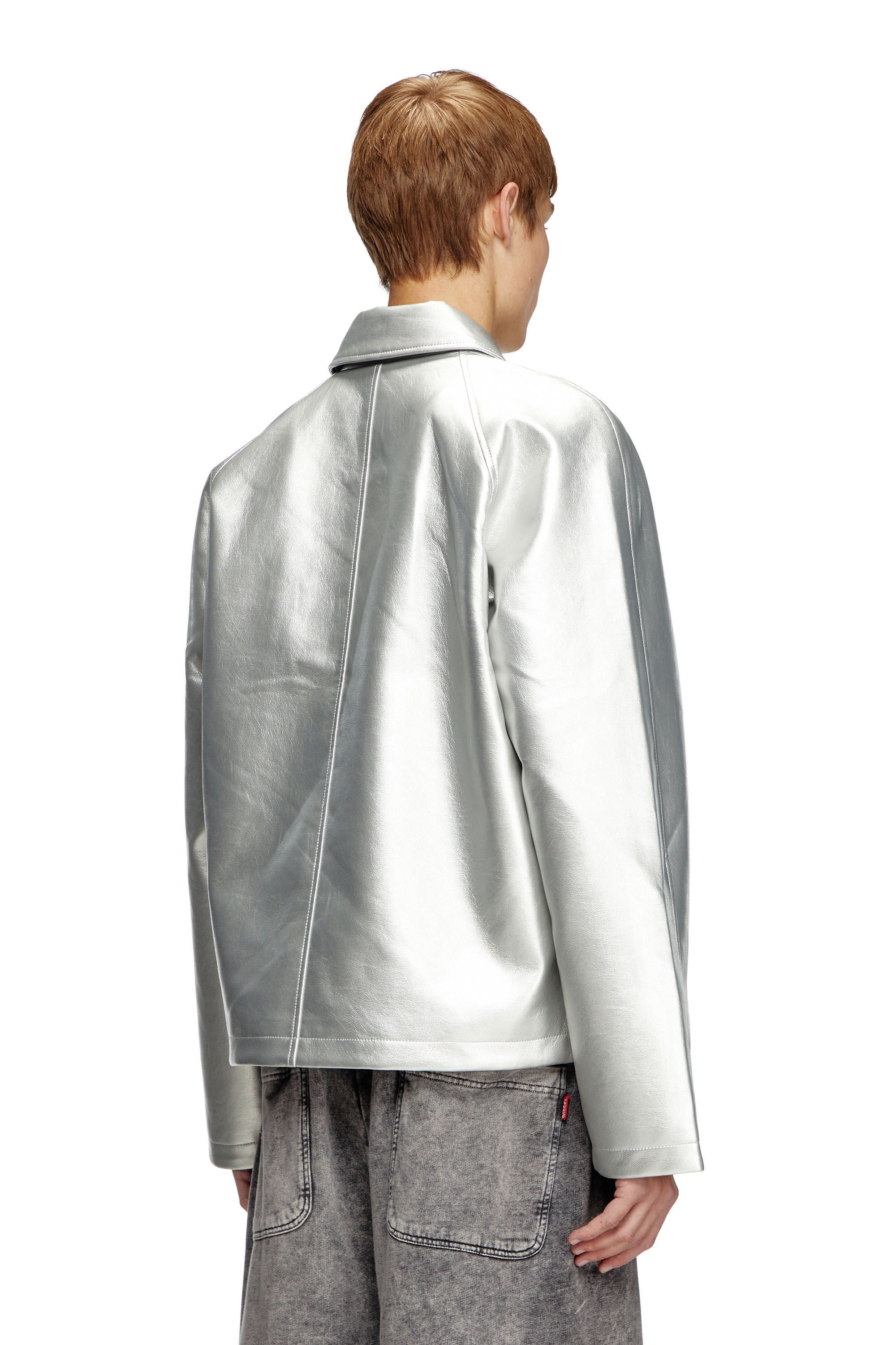 Diesel - J-THOME, Unisex Metallic-Coachjacke in Silber - 4