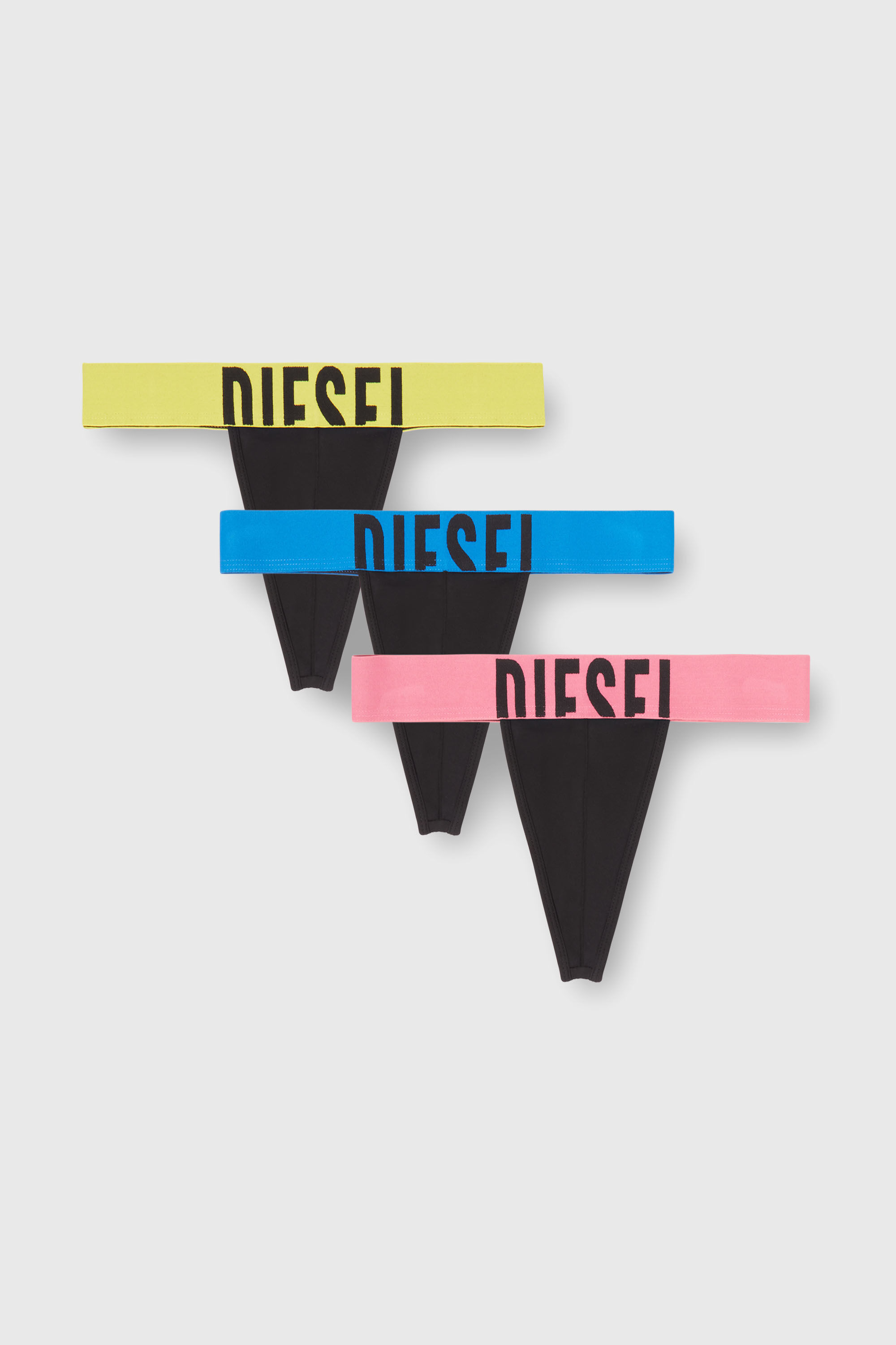 Diesel - FRITZ-D-POP-3PACK, Herren Dreierpack Tangas mit markantem Logo-Bund in Schwarz/Rosa - 4