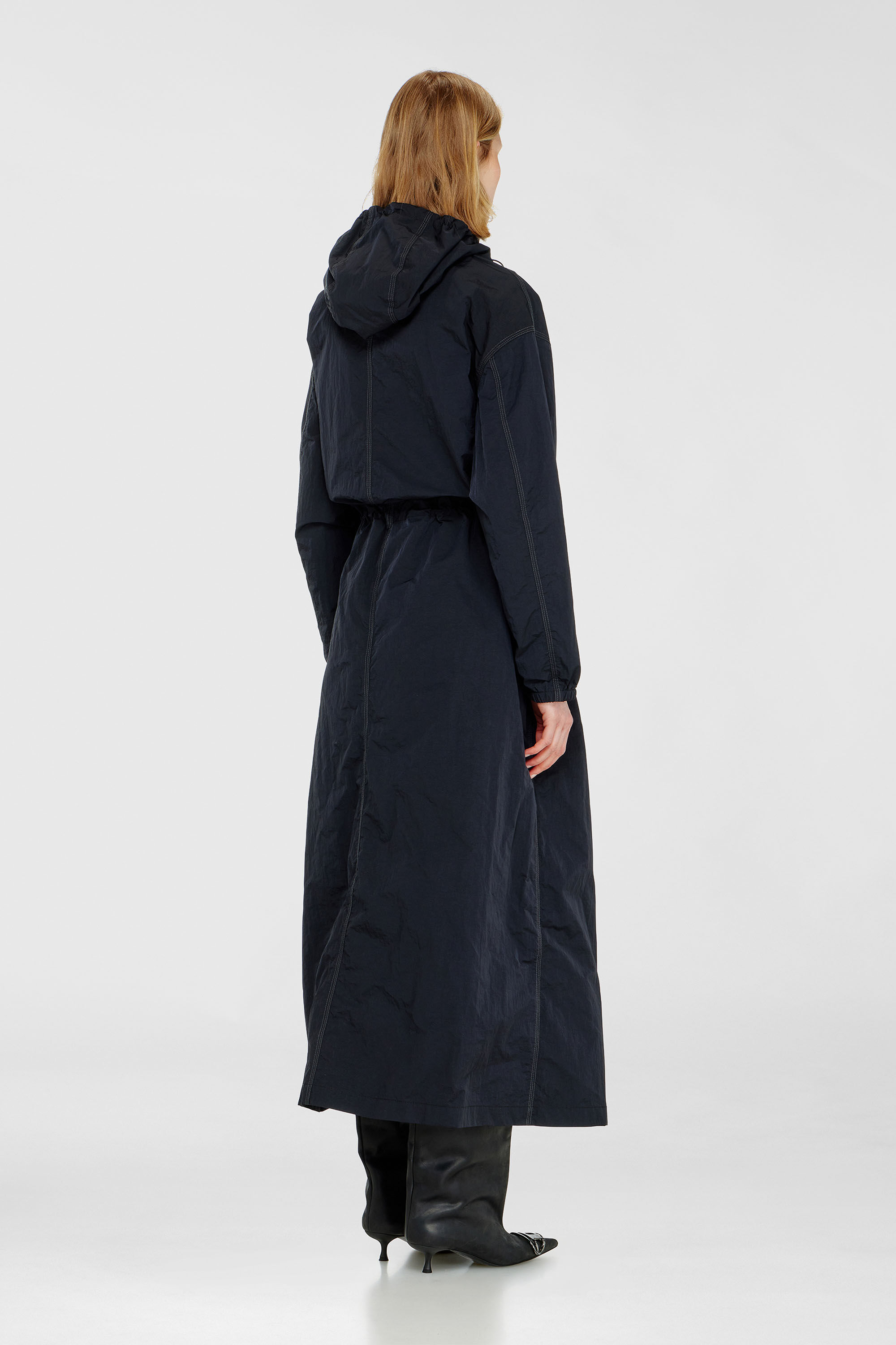 Diesel - G-ASTER-T1, Damen Nylon-Trenchcoat mit abnehmbarer Kapuze in Mitternachtsblau - 4