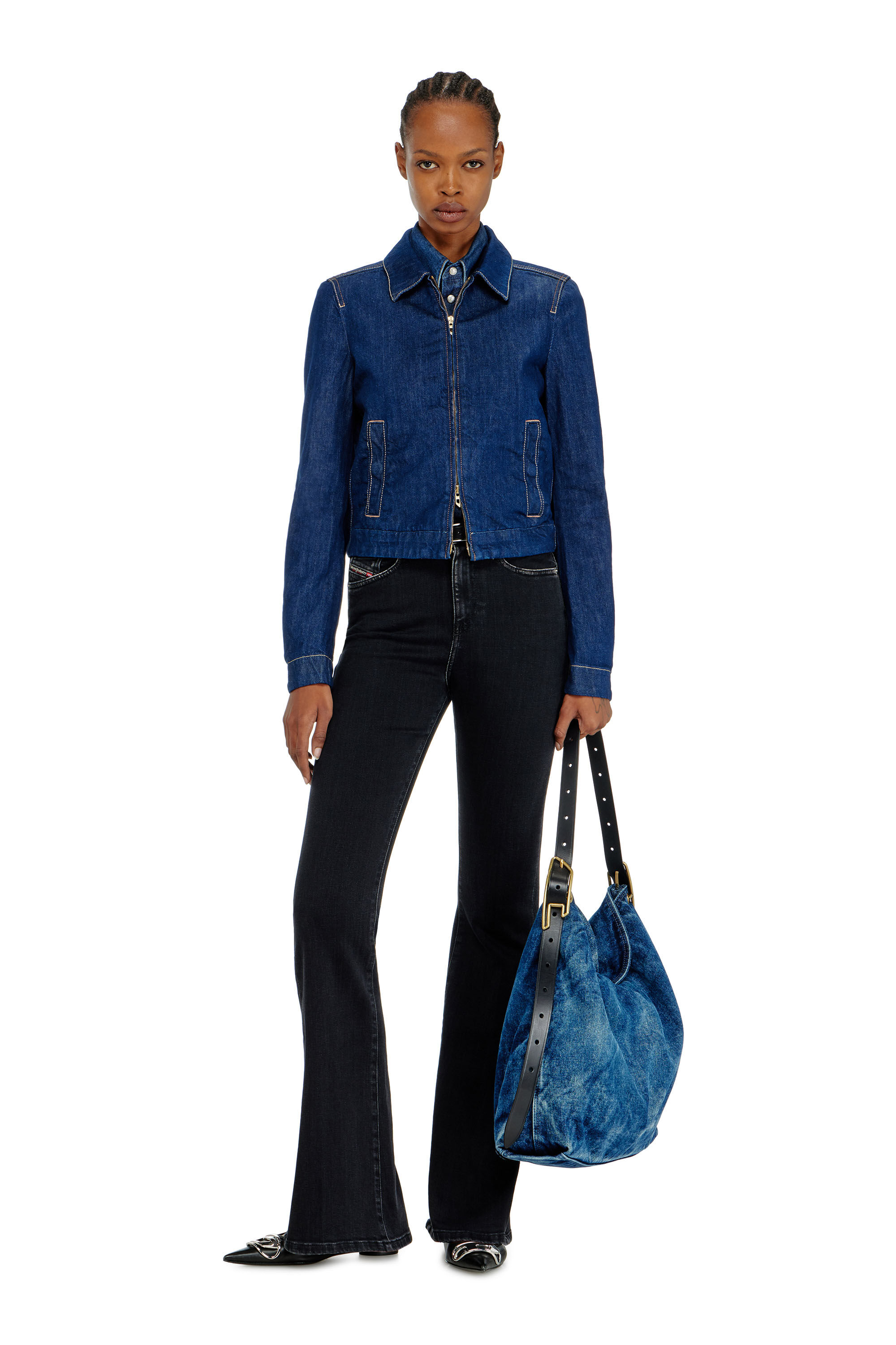 Diesel - DE-CORB, Damen Coach-Jacke aus rinse denim in Dunkelblau - 1