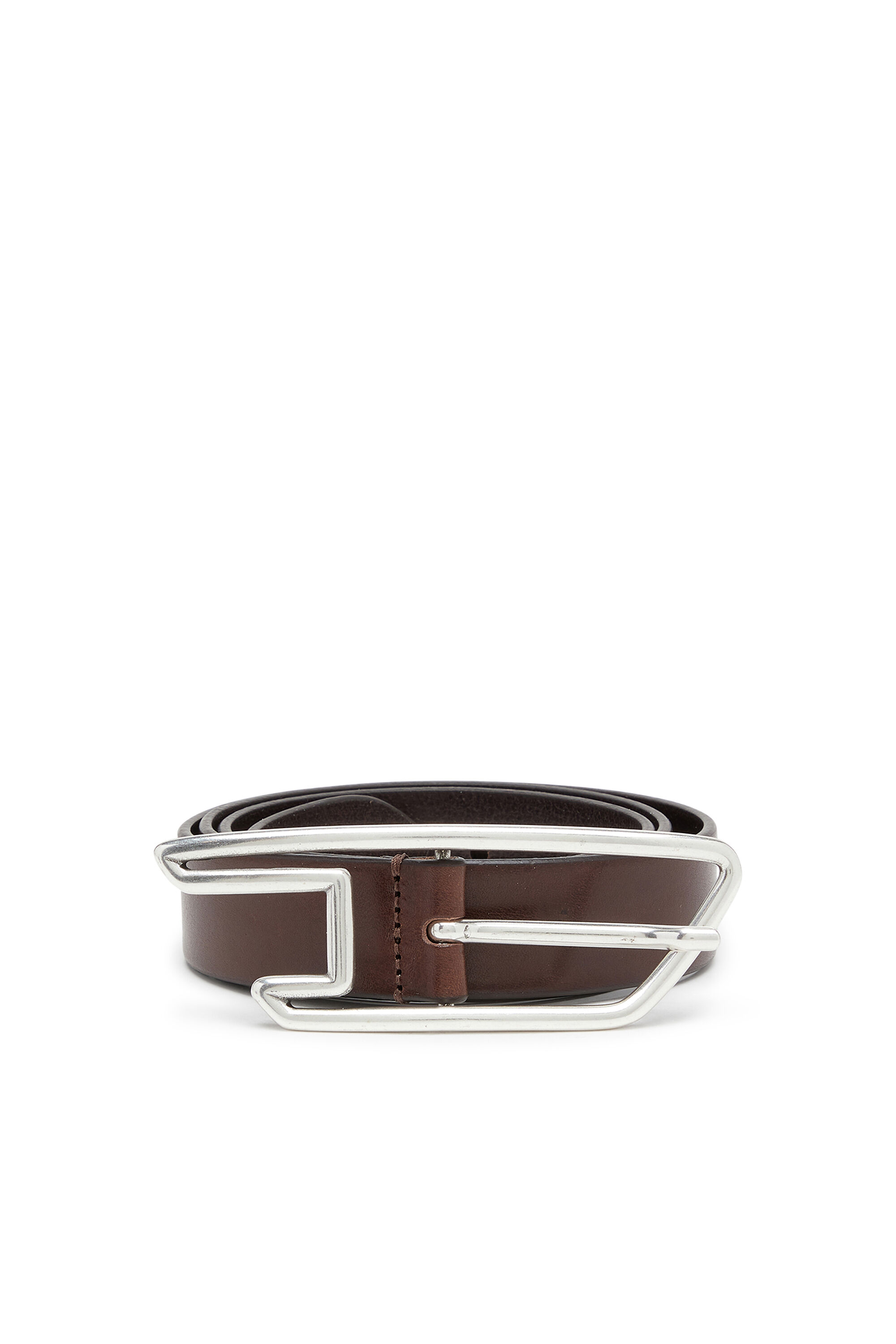Diesel - B-D LINE 30, Unisex's 3cm leather belt with D-logo buckle in Brown - 1