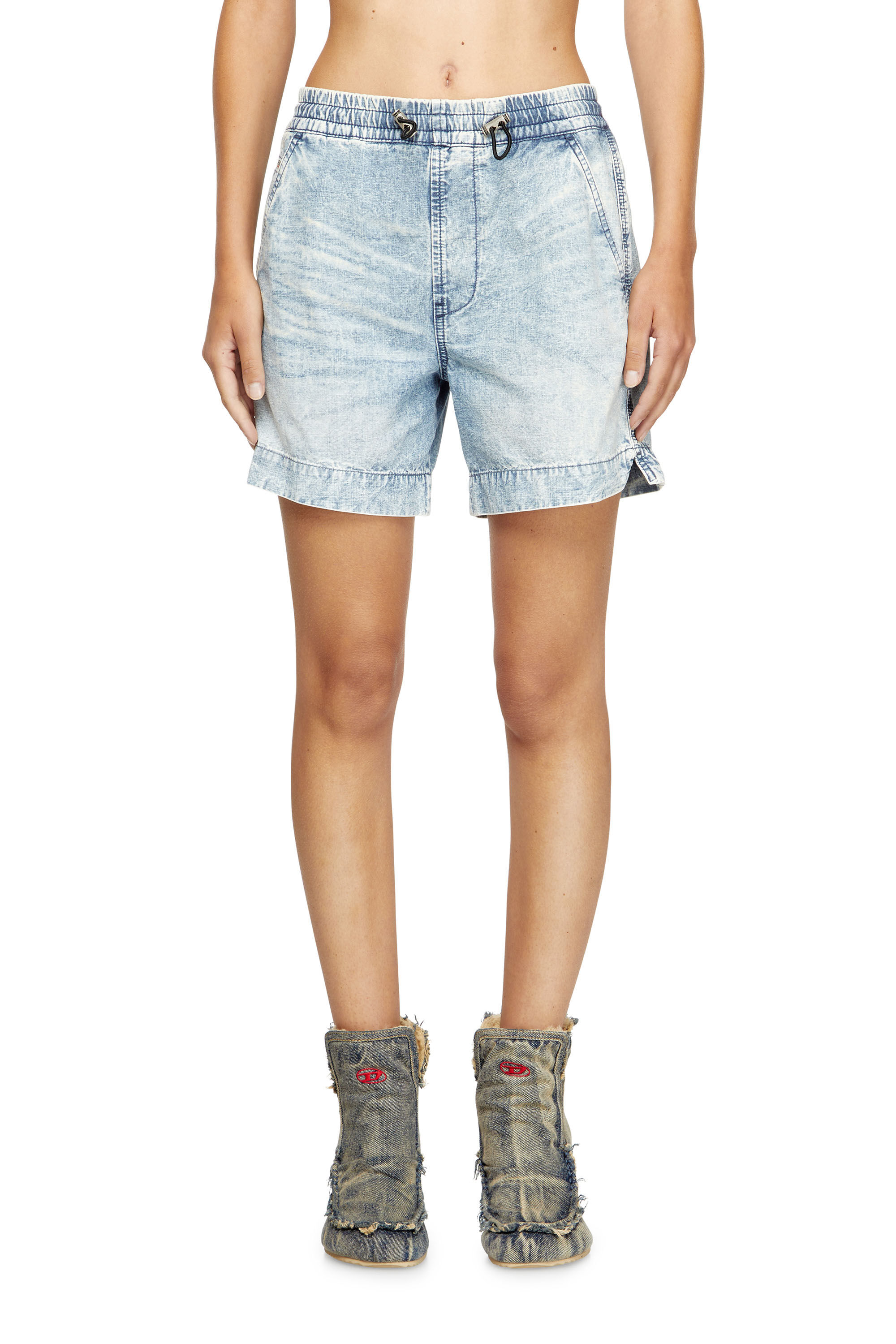 Diesel - D-TENNI-S, Unisex Shorts aus marmoriertem Denim in Hellblau - 4