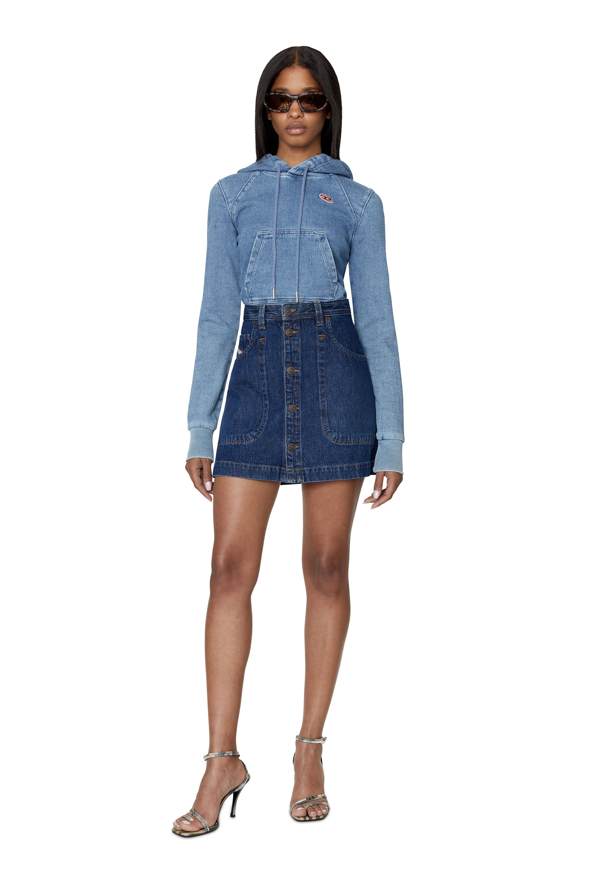 Diesel - DE-ALBUS A-LINE SKIRT, Dark Blue - Image 1