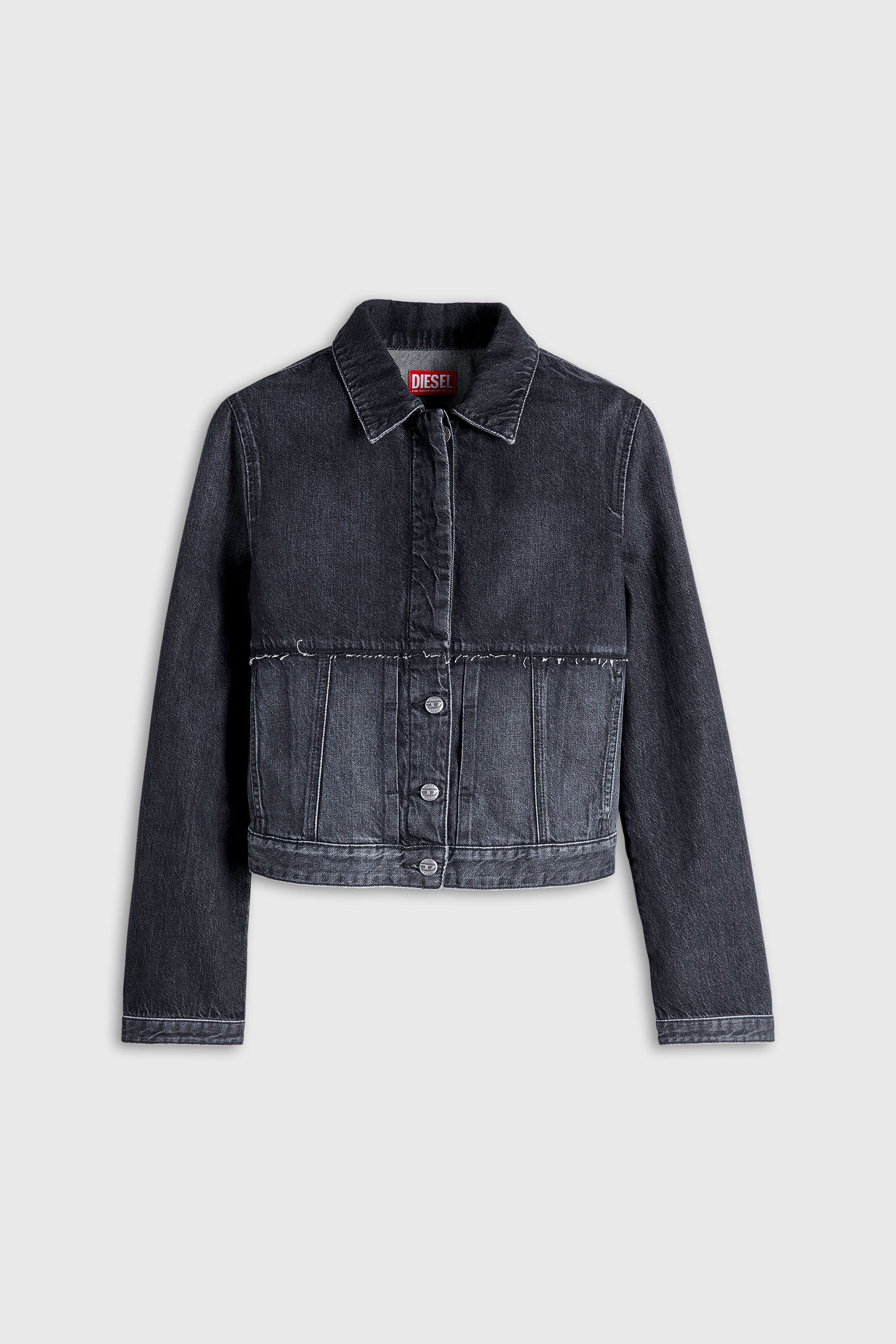 Diesel - DE-KATO-SE, Damen Jacket in sectioned denim in Schwarz/Dunkelgrau - 2