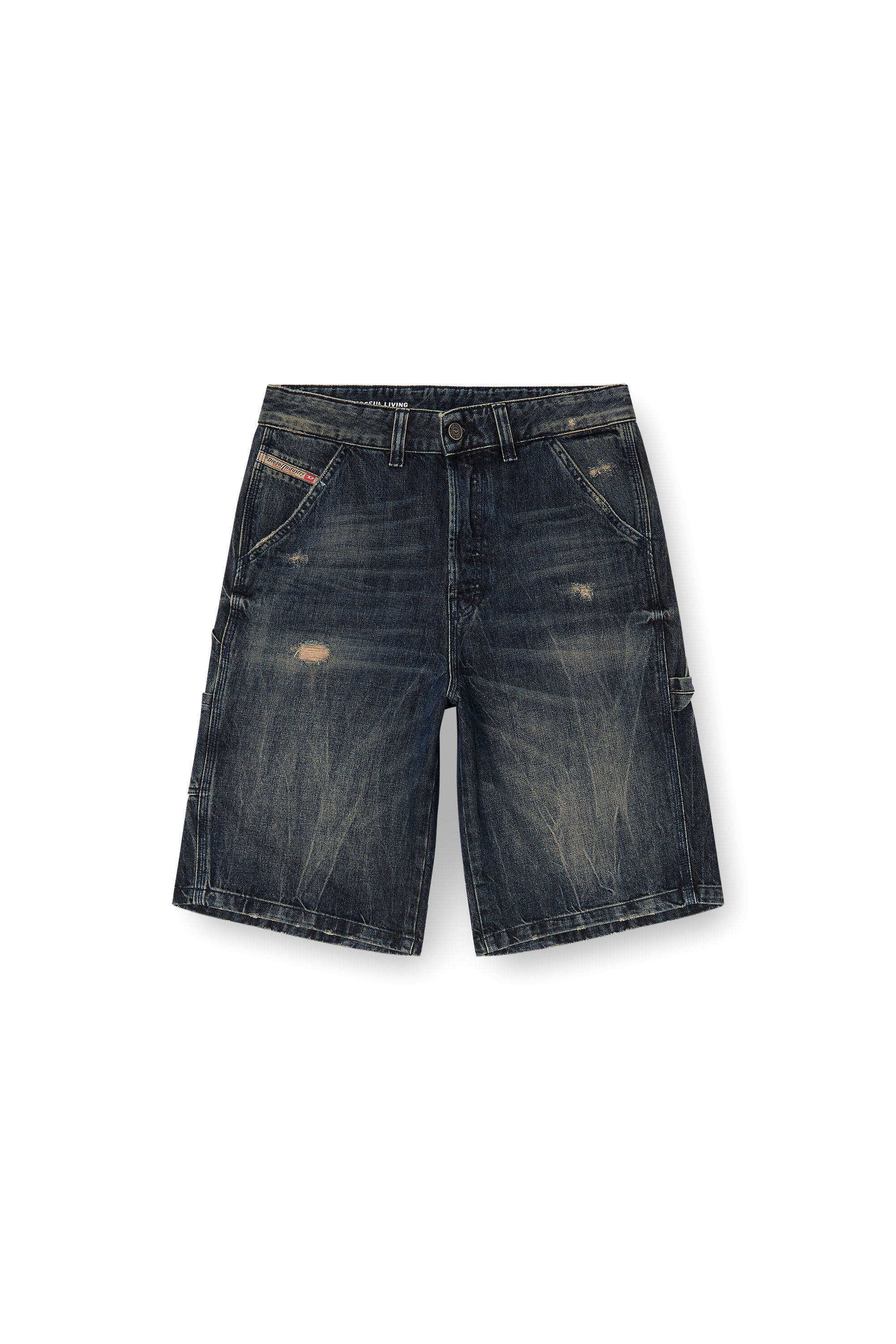 Diesel - D-LIVERY-W-SHORT, Herren Relaxed-Fit-Jeansshorts mit Abnutzungen in Blau - 2