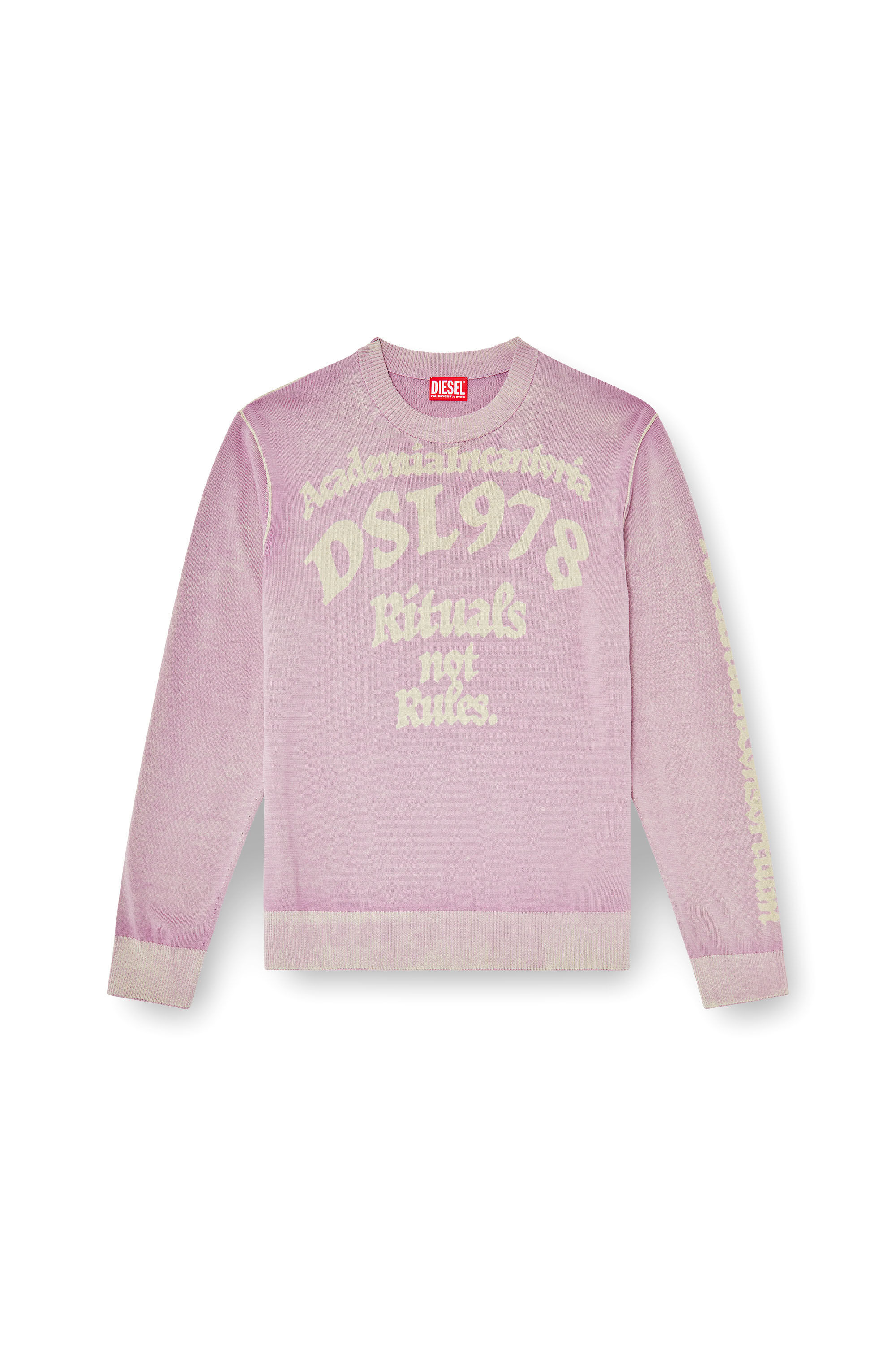 Diesel - K-LAUTI, Herren Pullover aus behandelter Baumwolle mit Slogan in Lila - 2
