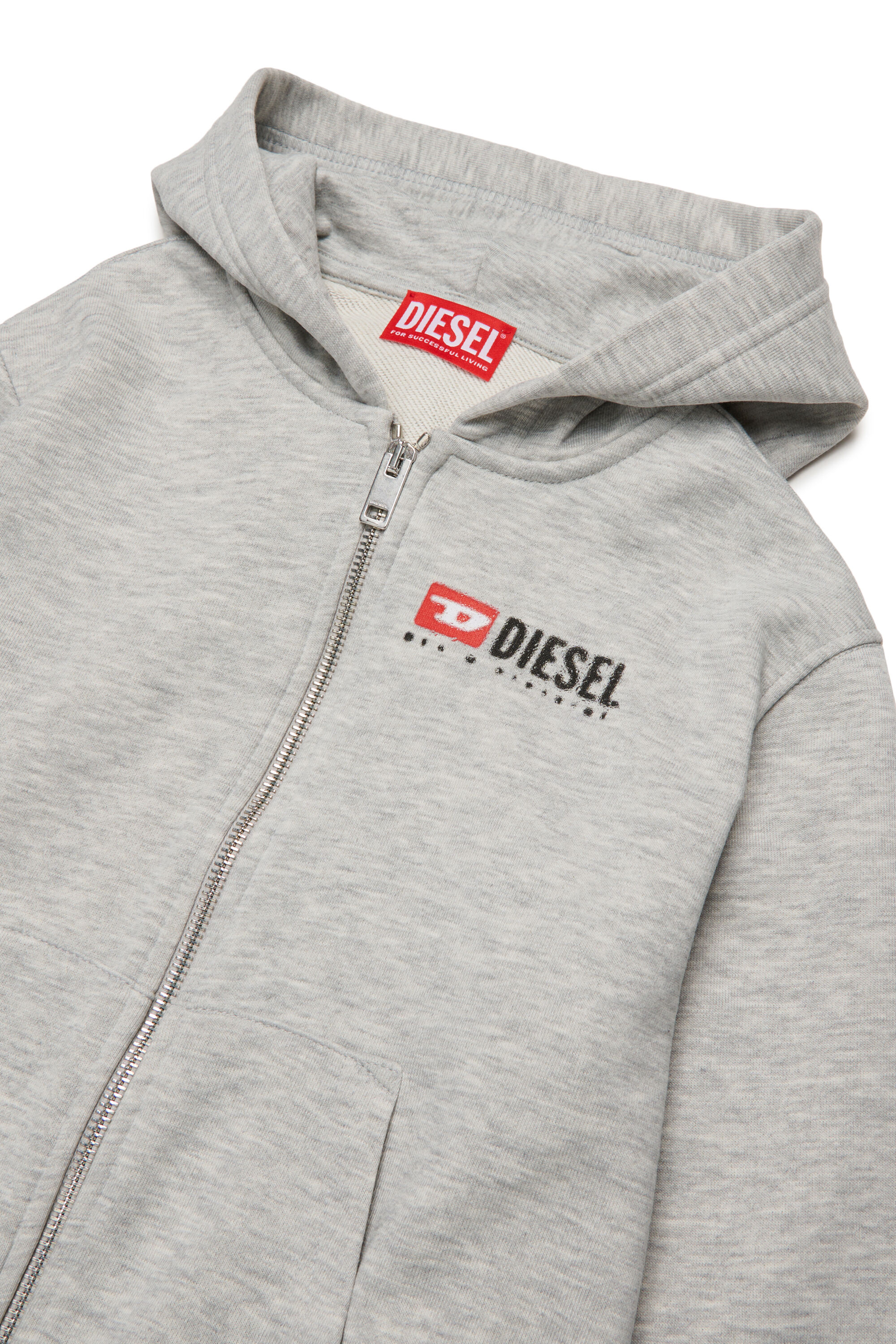 Diesel - SDROPSHOODZ OVER, Herren Baumwoll-Hoodie mit Reißverschluss in Grau - 3