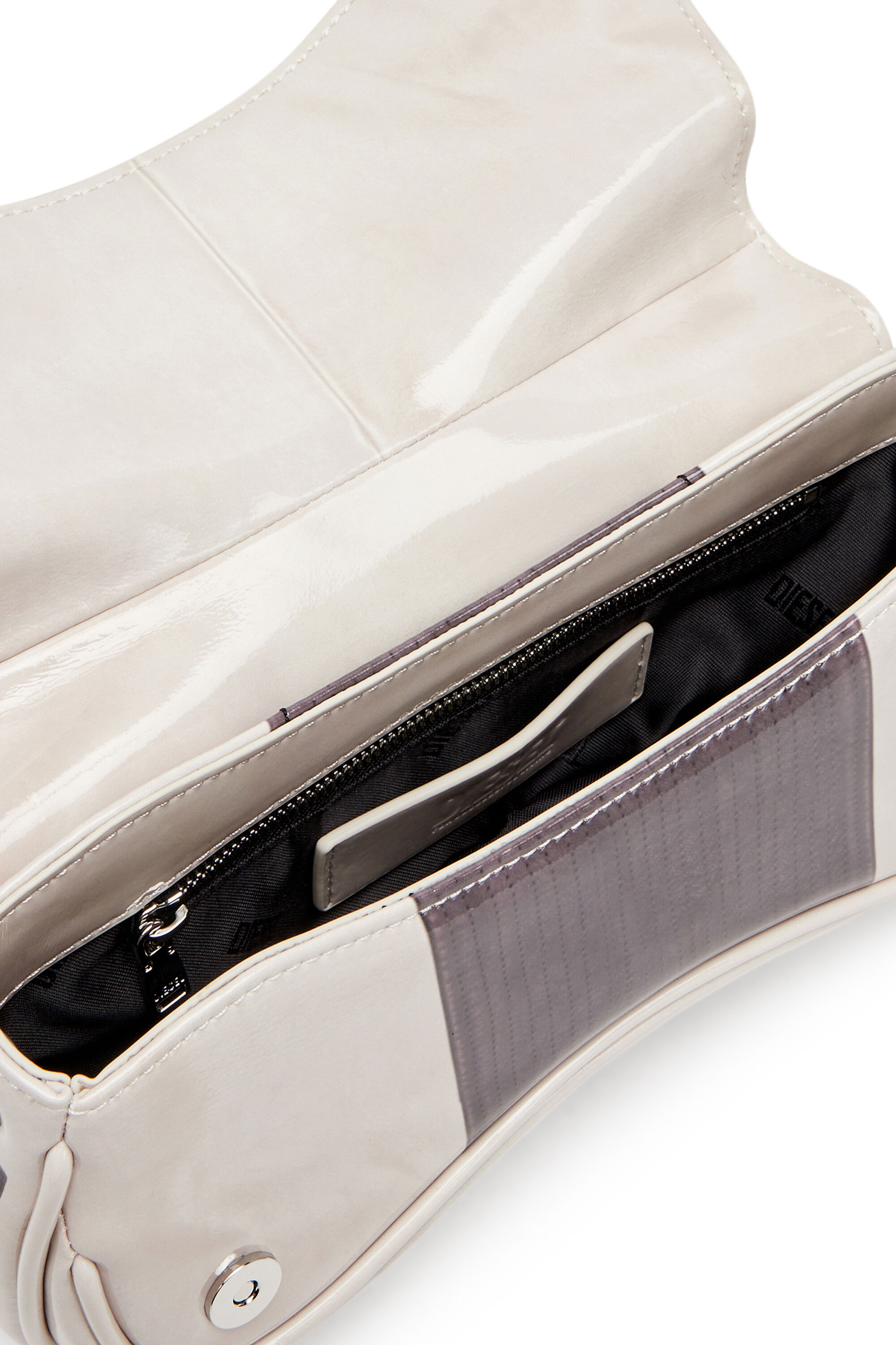 Diesel - PLAY CLUTCH, Damen Play-Glänzende Clutch mit Biker-Details in Hellgrau - 2