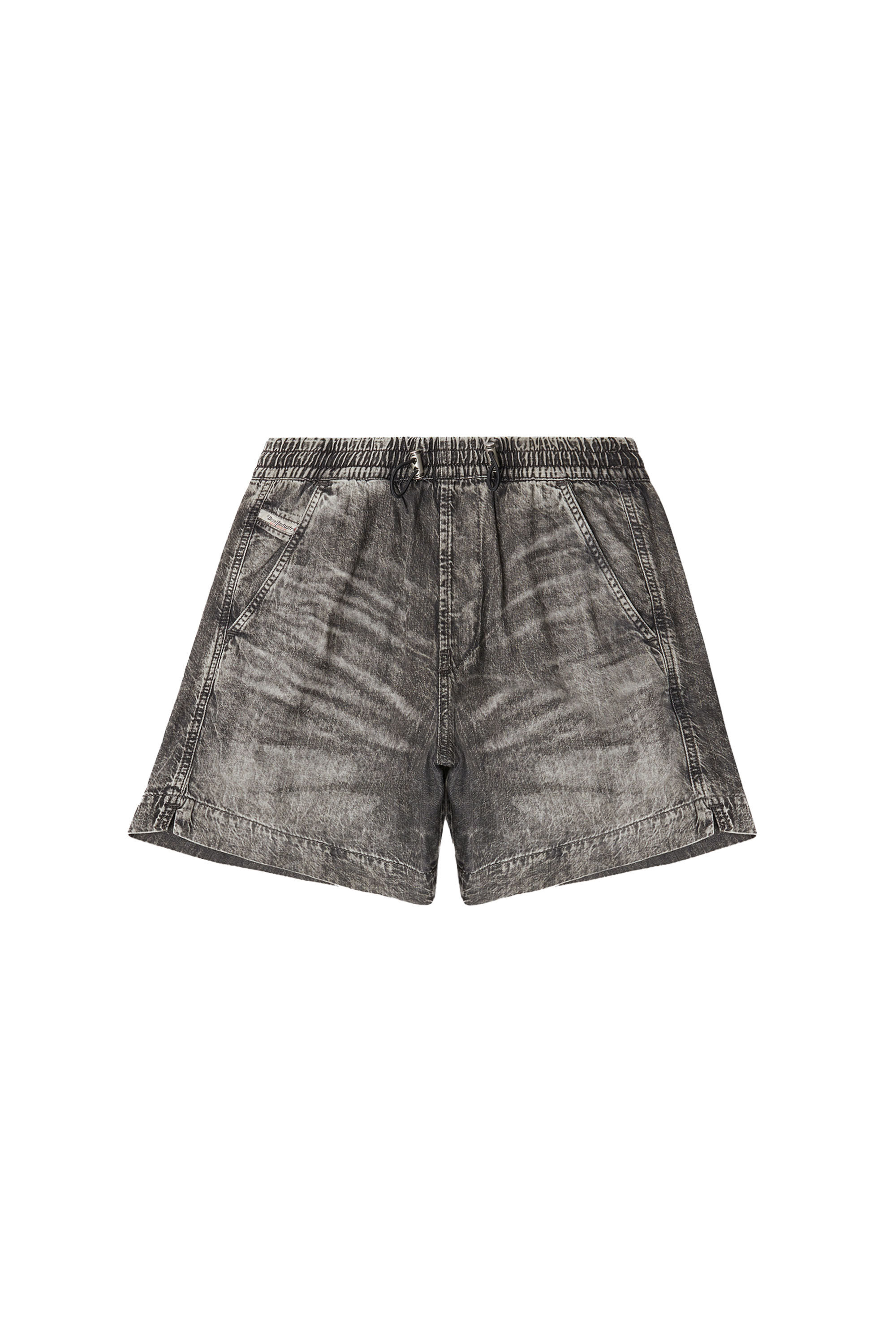 Diesel - D-TENNI-S1, Unisex Shorts aus marmoriertem Denim in Schwarz - 6