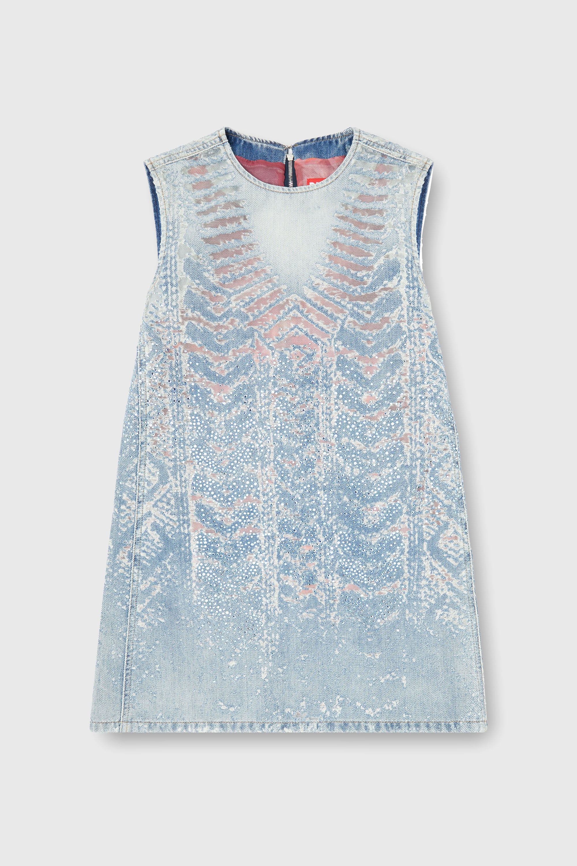 Diesel - DE-MYRELA-S, Damen Minikleid aus microstone devor&eacute; denim in Hellblau - 2