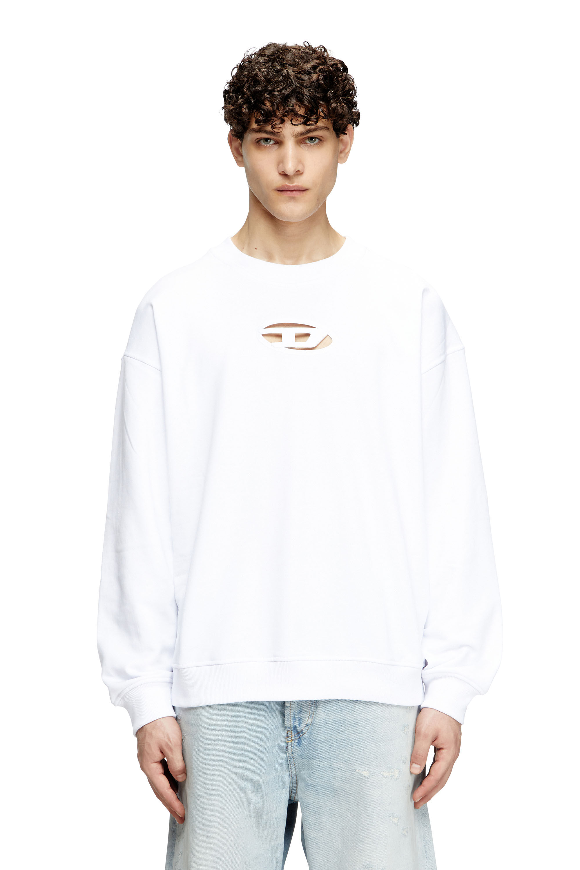 Diesel - S-BOXT-OD, Herren Sweatshirt mit Cut-out-Oval D in Weiß - 3