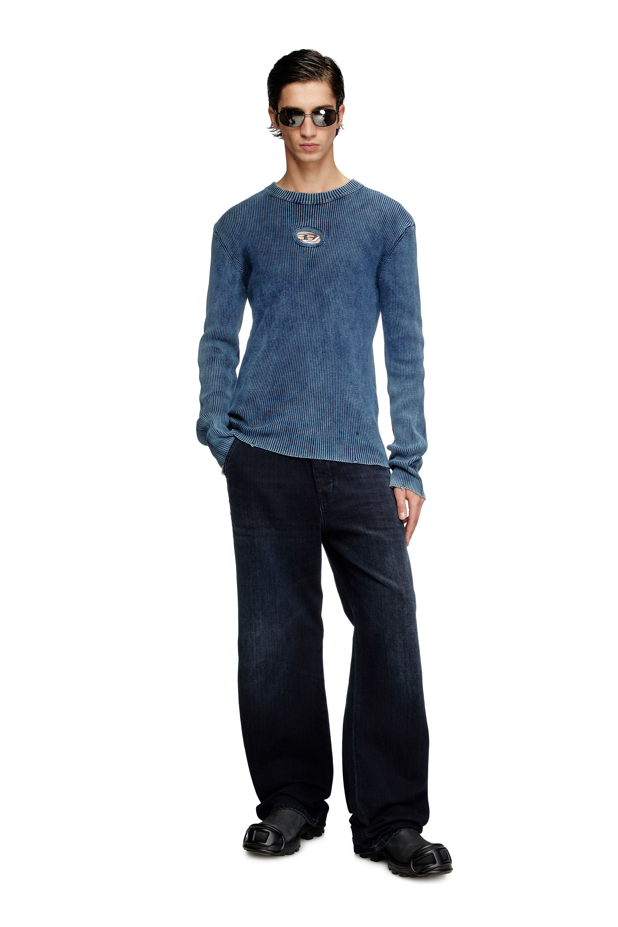 Diesel - K-DARIN-D, Herren Vielgetragener Pullover mit Cutout-Logo in Blau - 1
