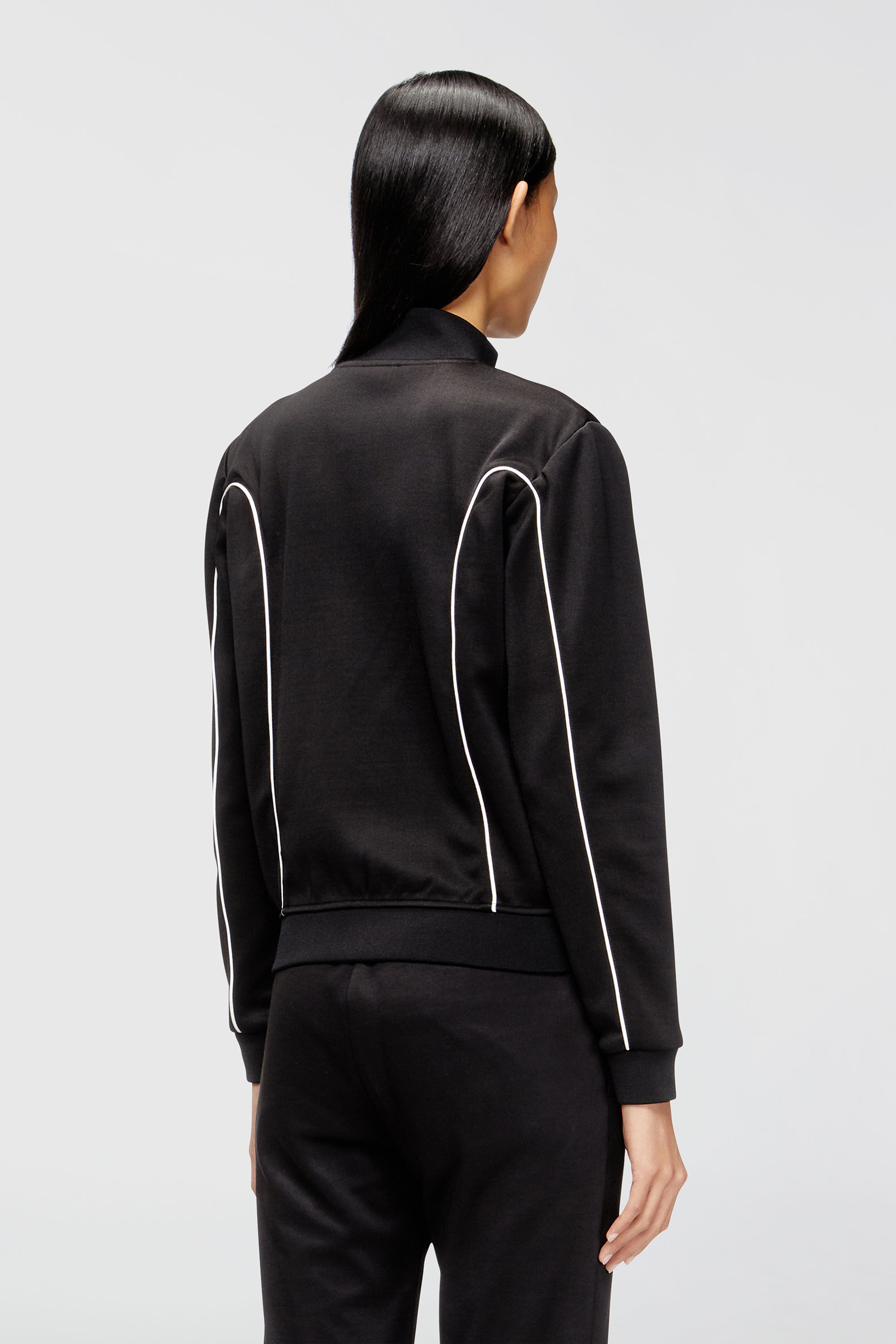 Diesel - F-LOCKING-OD, Woman's Sweat-jacket with contrast piping in Black/White - 4