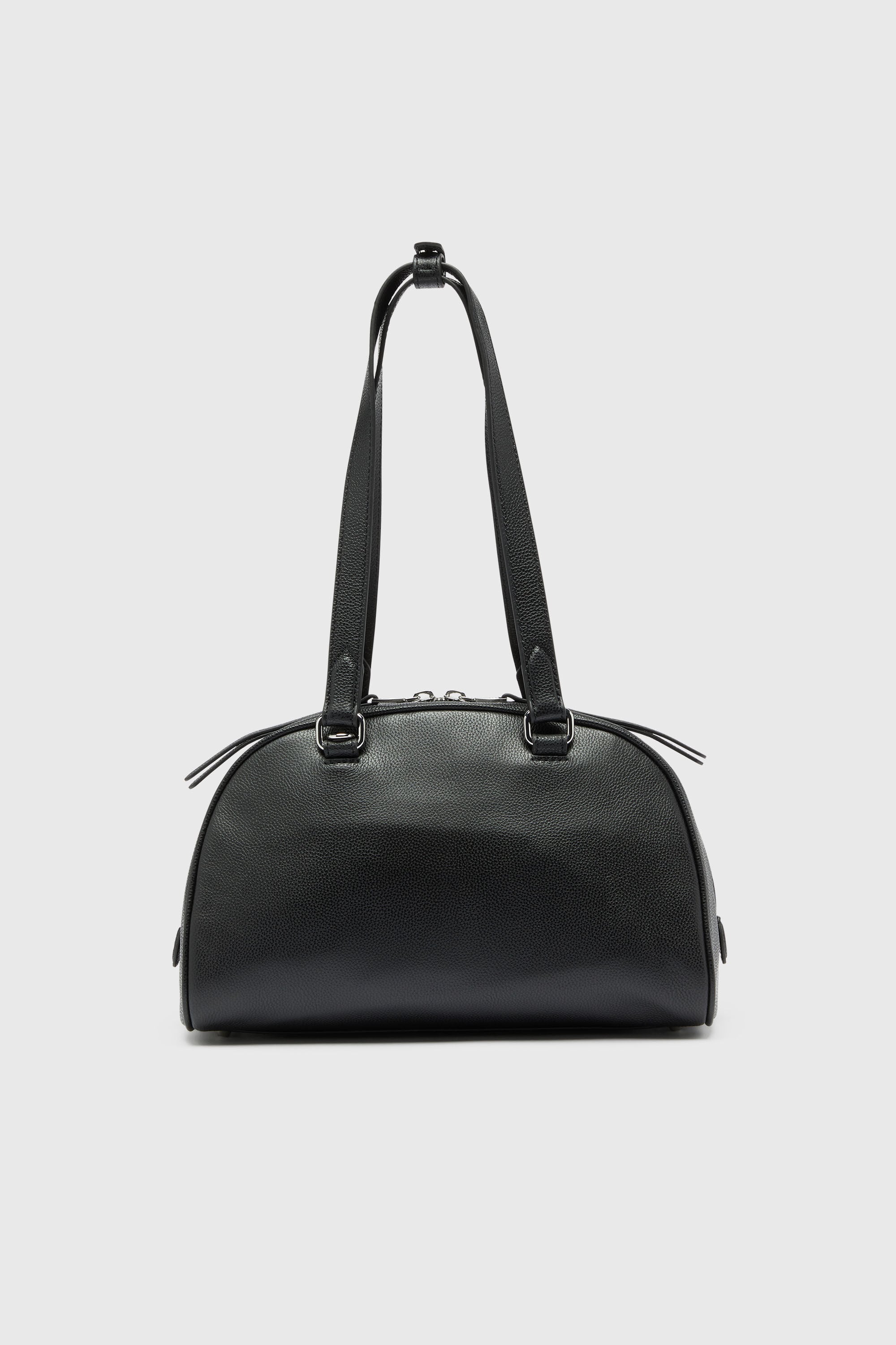 Diesel - 1DR DOME SHOULDER, Unisex 1DR Dome - Boston Bag aus Leder mit gepr&auml;gtem Logo in Schwarz - 3