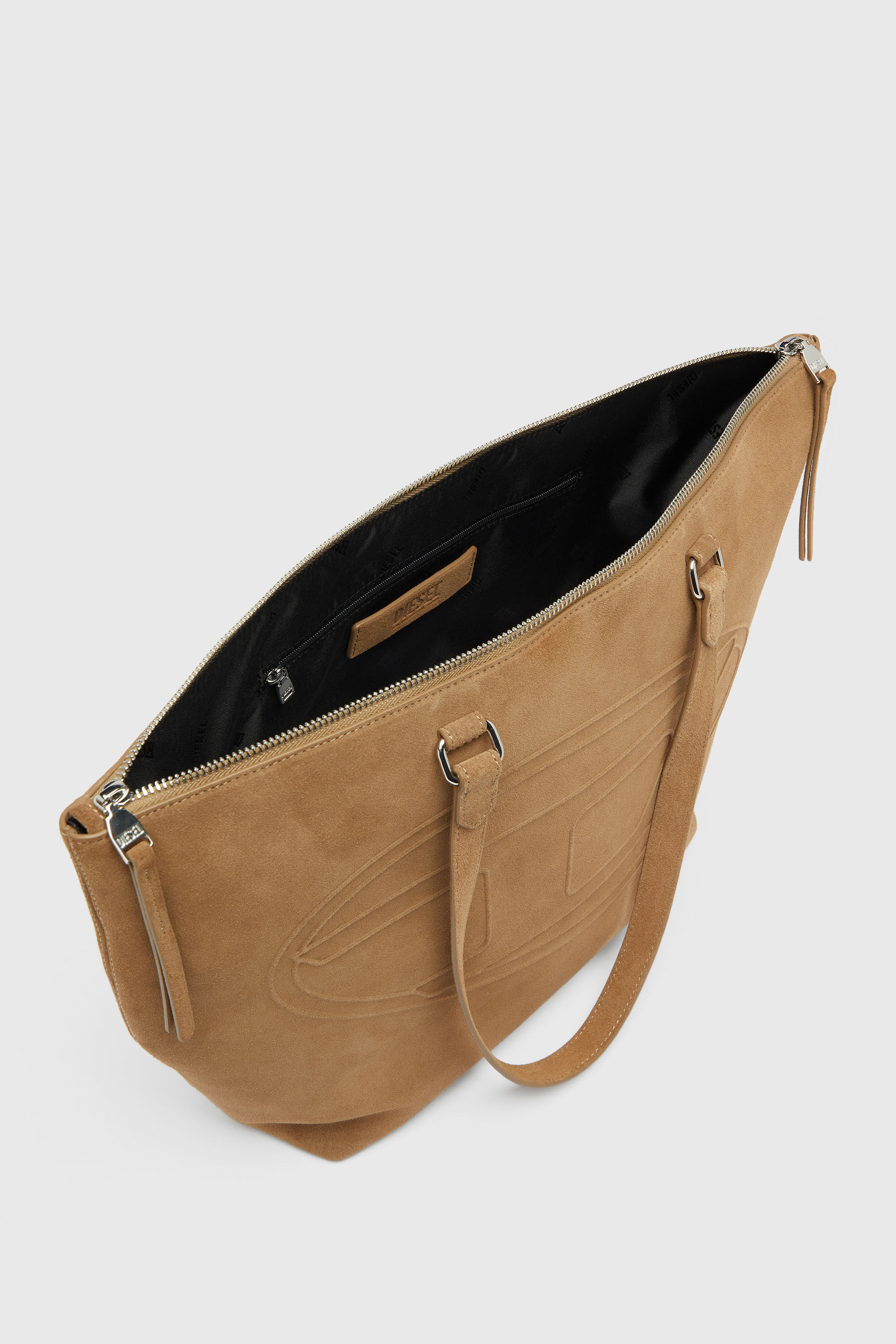 Diesel - 1DR DOME TOTE E/W, Unisex 1DR Dome-Suede Tote mit Oval D Logo in Camel - 4