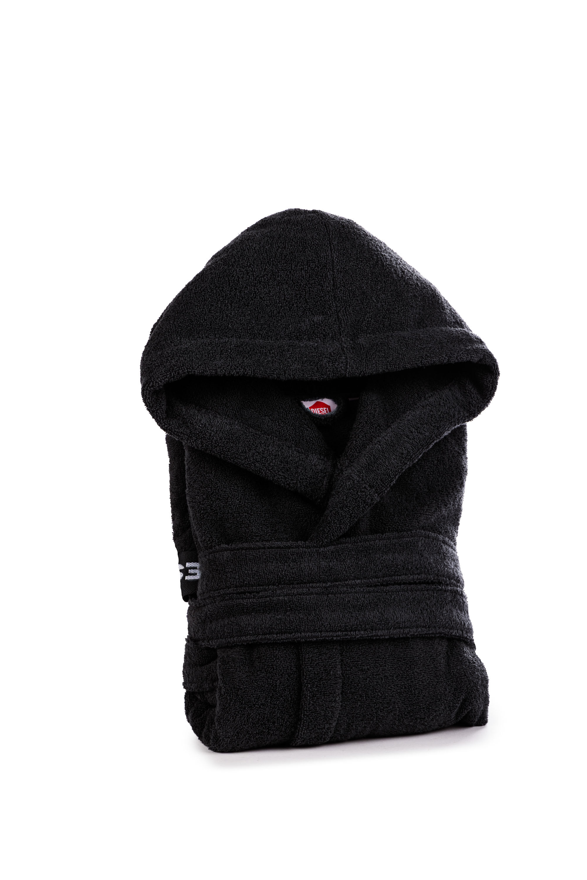 Diesel - 1015115 LOGO-COTTON BATHROBE SIZE M/L BL, Unisex Bademantel aus Baumwoll-Frottee, Größe M/L in Schwarz - 1