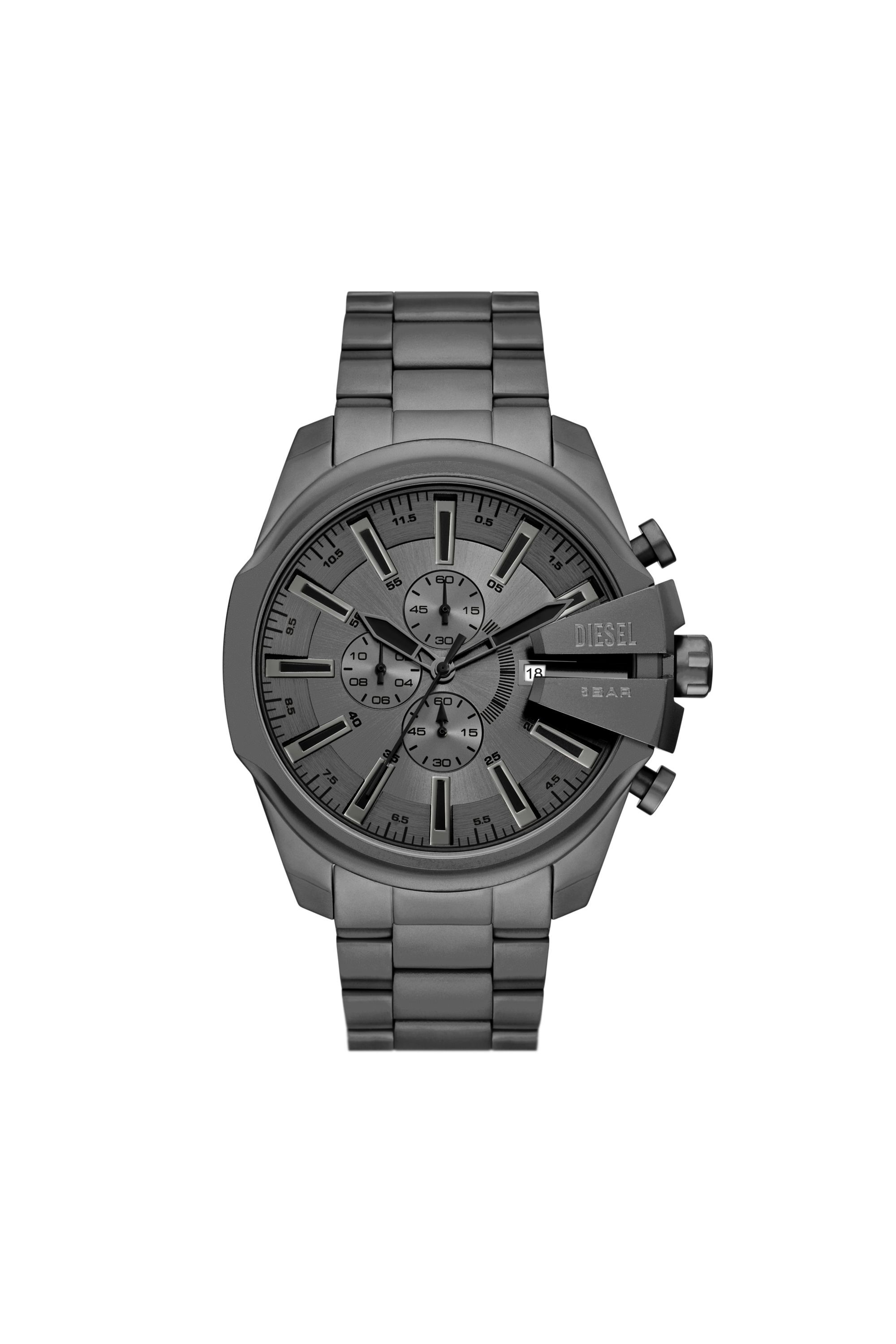 Diesel - DZ4676, Herren Mega Chief Slim Armbanduhr aus Edelstahl in Dunkelgrau - 1
