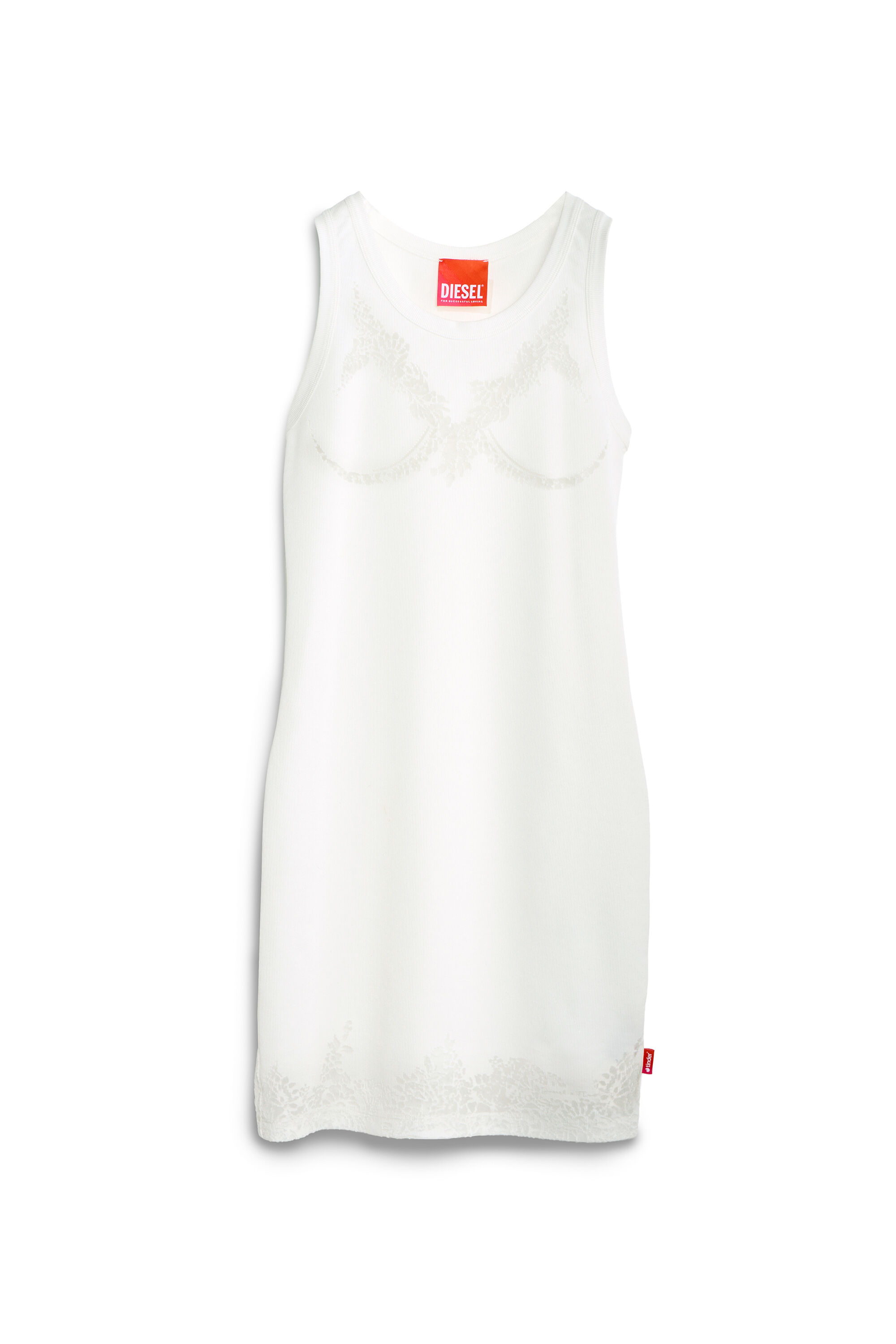 Diesel - PR-D-ANKI-LACE-R, Damen Mini-Tank-Kleid mit Devor&eacute;-Spitzen-Effekt in Wei&szlig; - 2