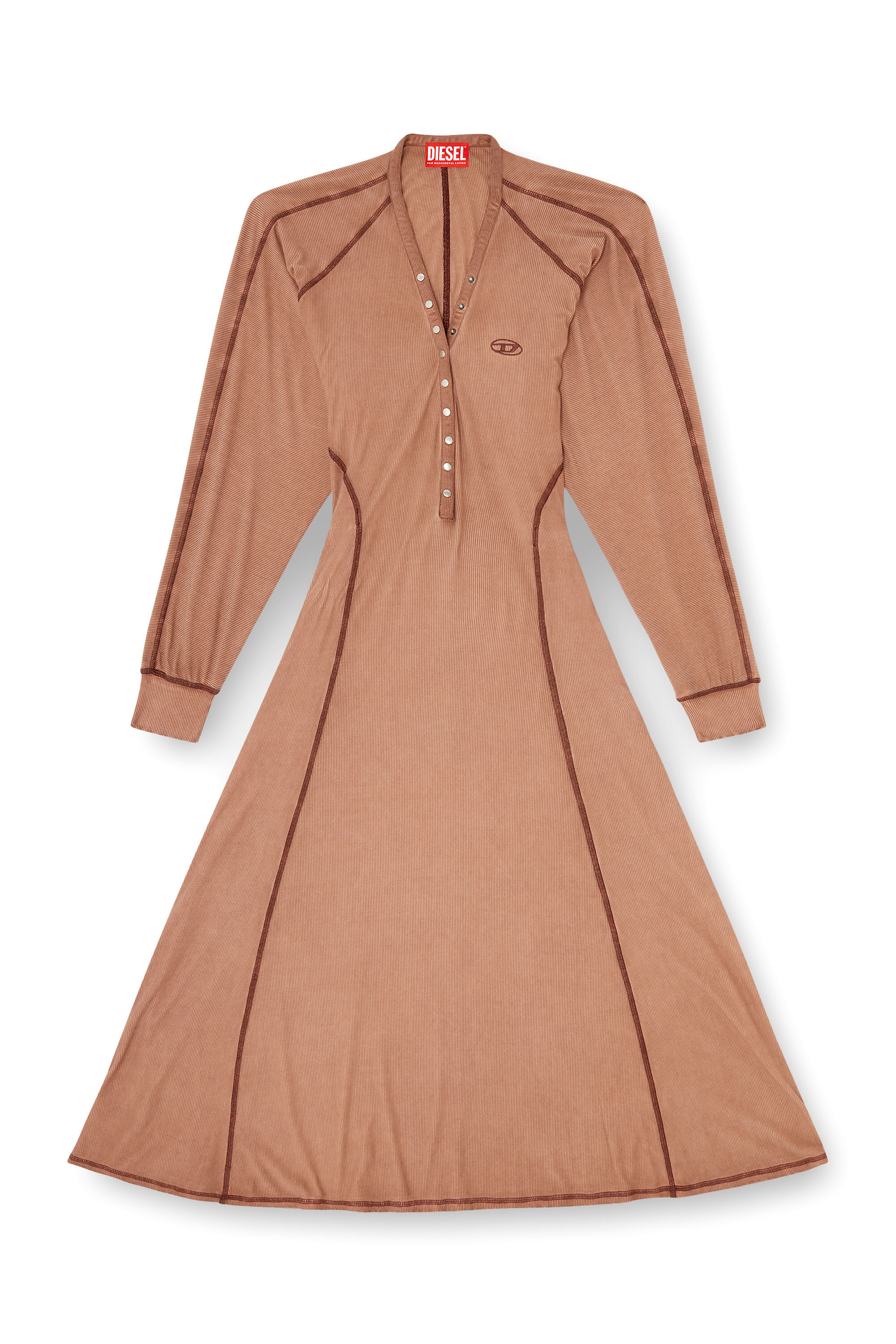 Diesel - D-ISERINA, Damen Midi-Kleid aus geripptem Jersey mit Fledermaus&auml;rmeln in null - 2