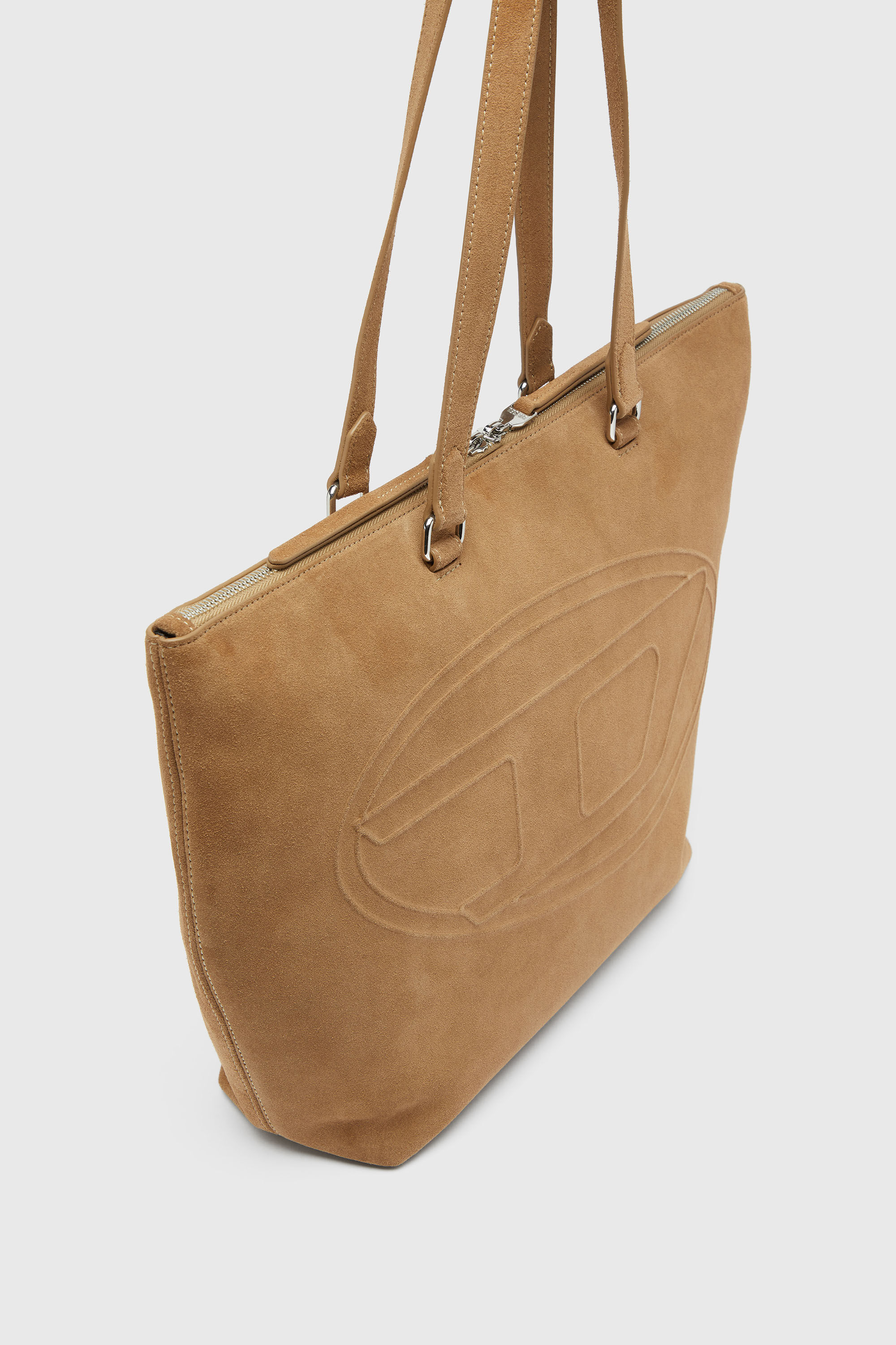 Diesel - 1DR DOME TOTE E/W, Unisex 1DR Dome-Suede Tote mit Oval D Logo in Camel - 6