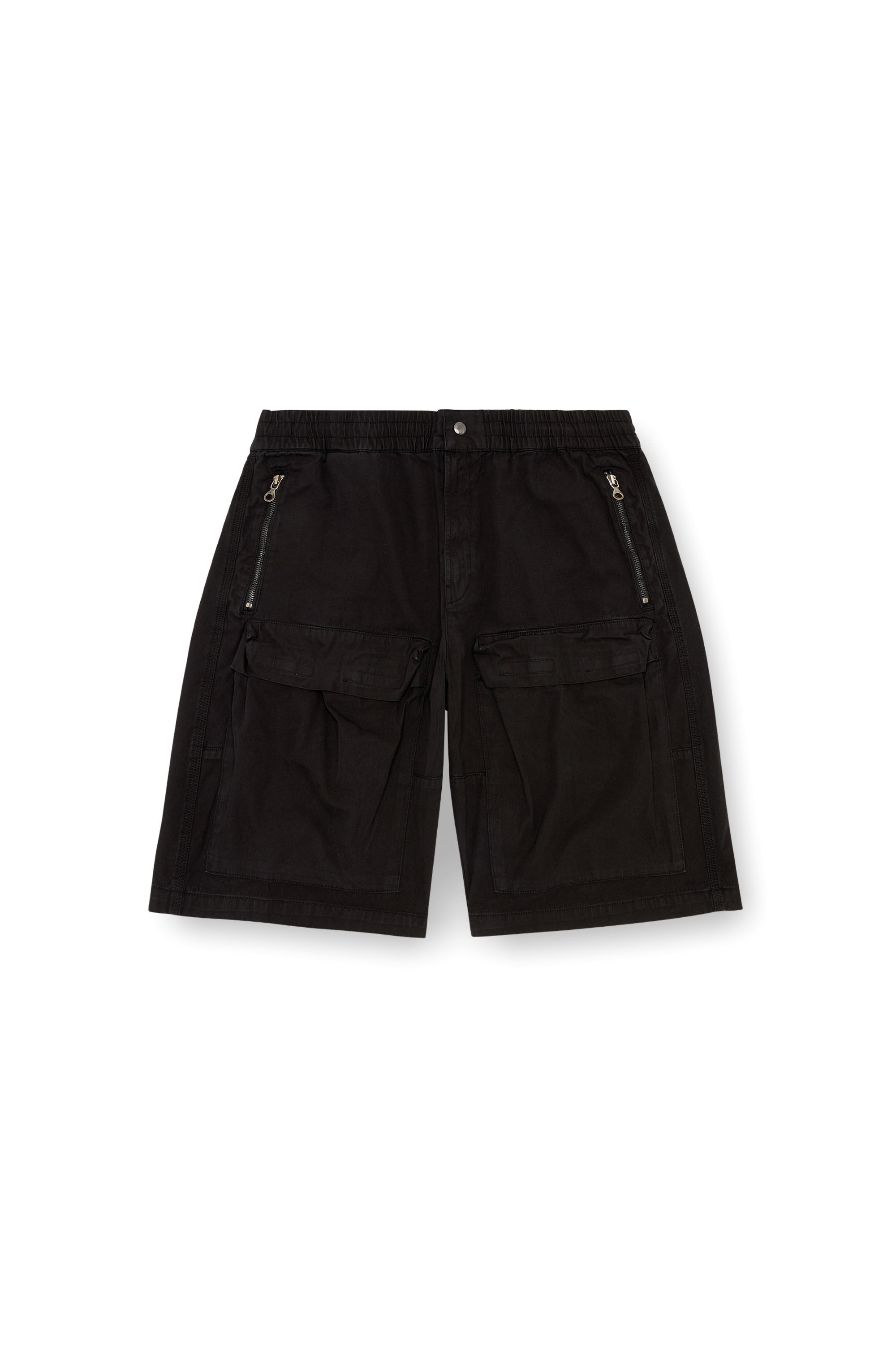 Diesel - P-BEECK-SHORT, Herren Cargoshorts aus verblasster Biobaumwolle in Schwarz - 2