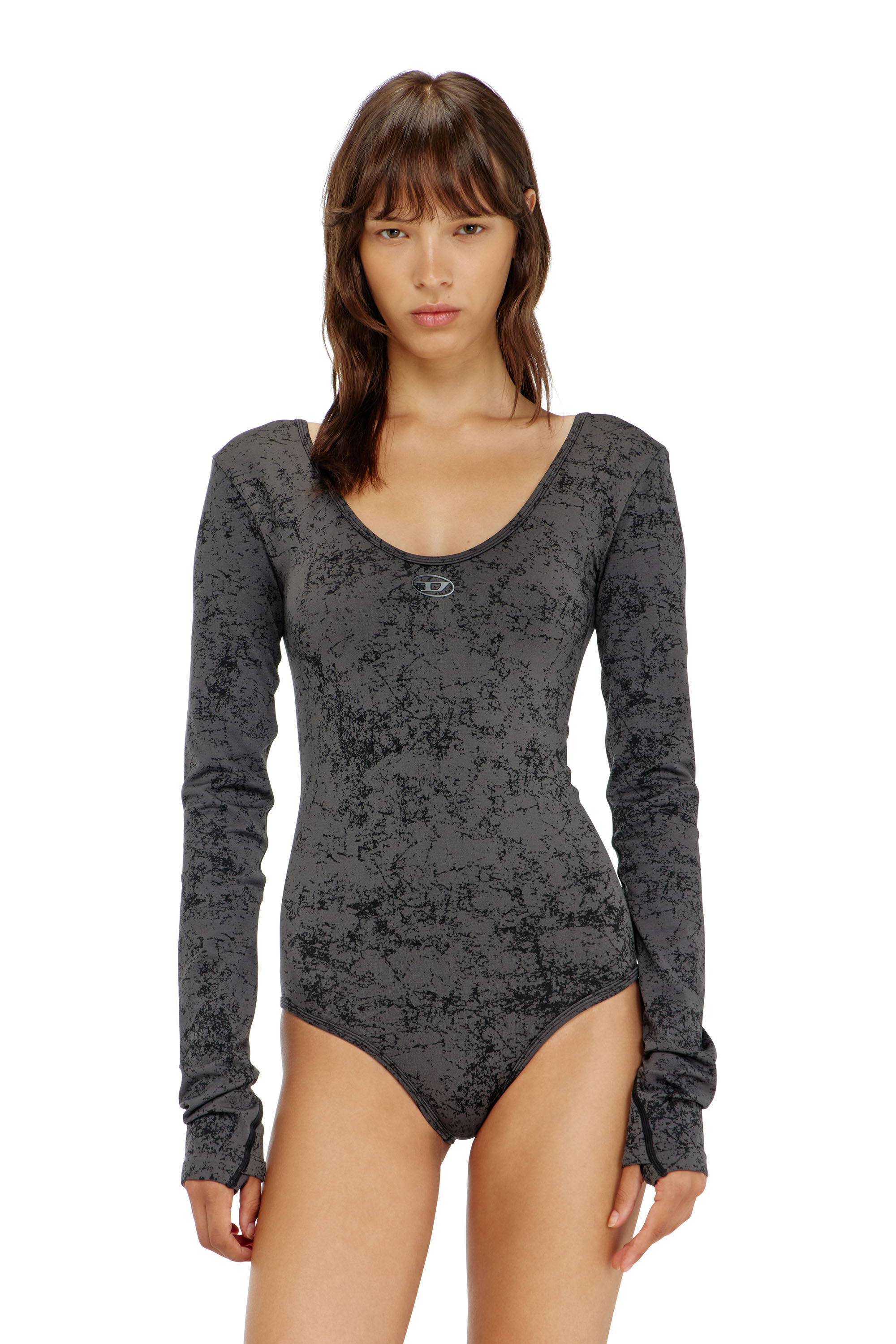 Diesel - IONNA-UTLT, Damen R&uuml;ckenfreier Bodysuit mit utility-print in Schwarz - 3