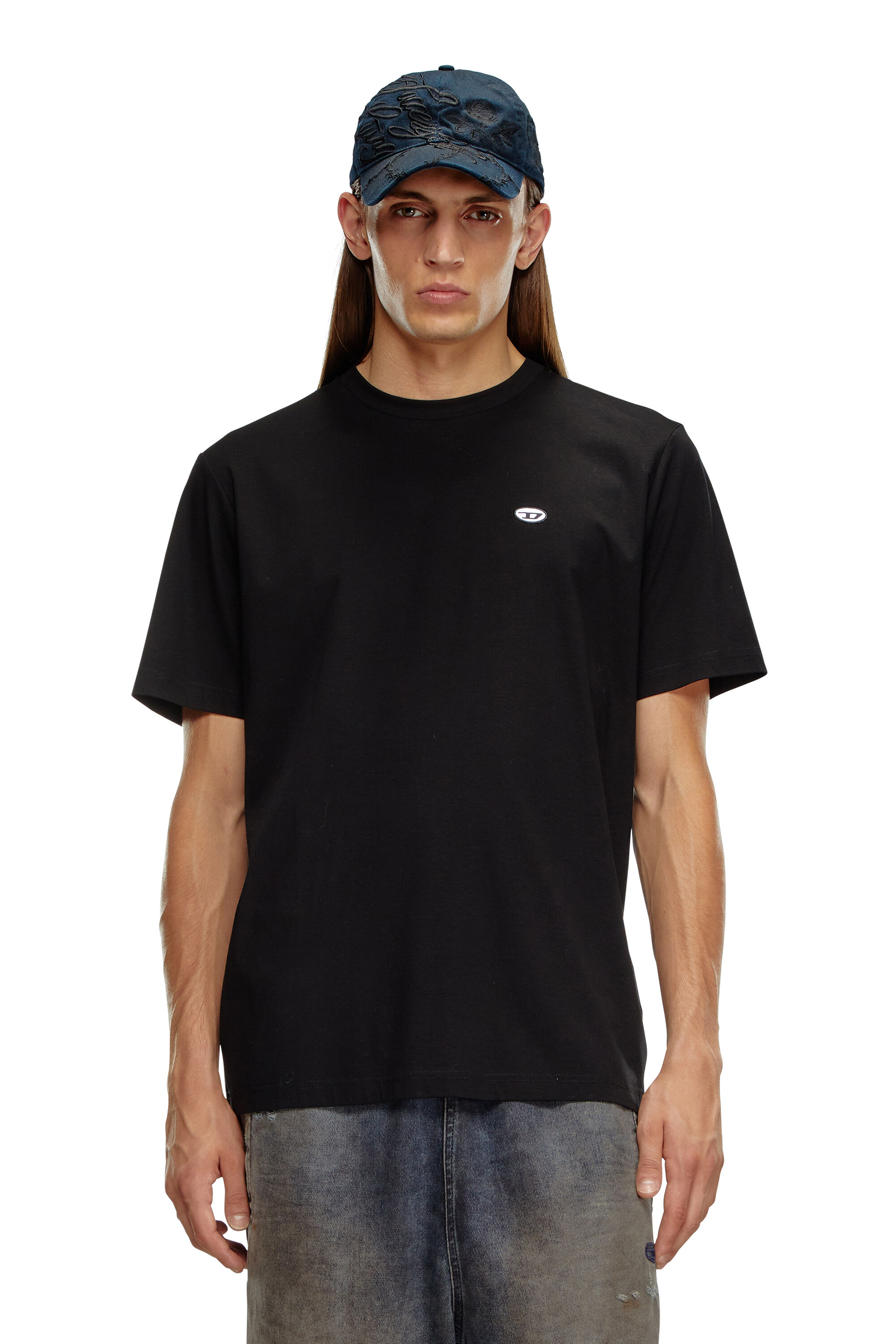 Diesel - T-JUST-DOVAL-PJ, Herren T-Shirt mit oval D-Patch in Schwarz - 3
