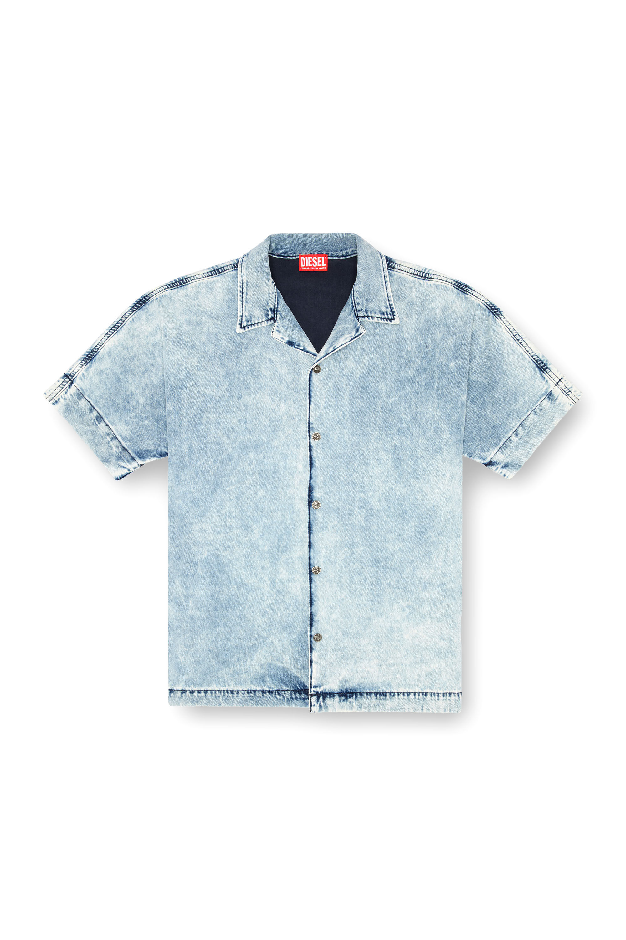 Diesel - D-NABIL-S, Herren Bowlinghemd aus Denim mit Oval D in Hellblau - 2