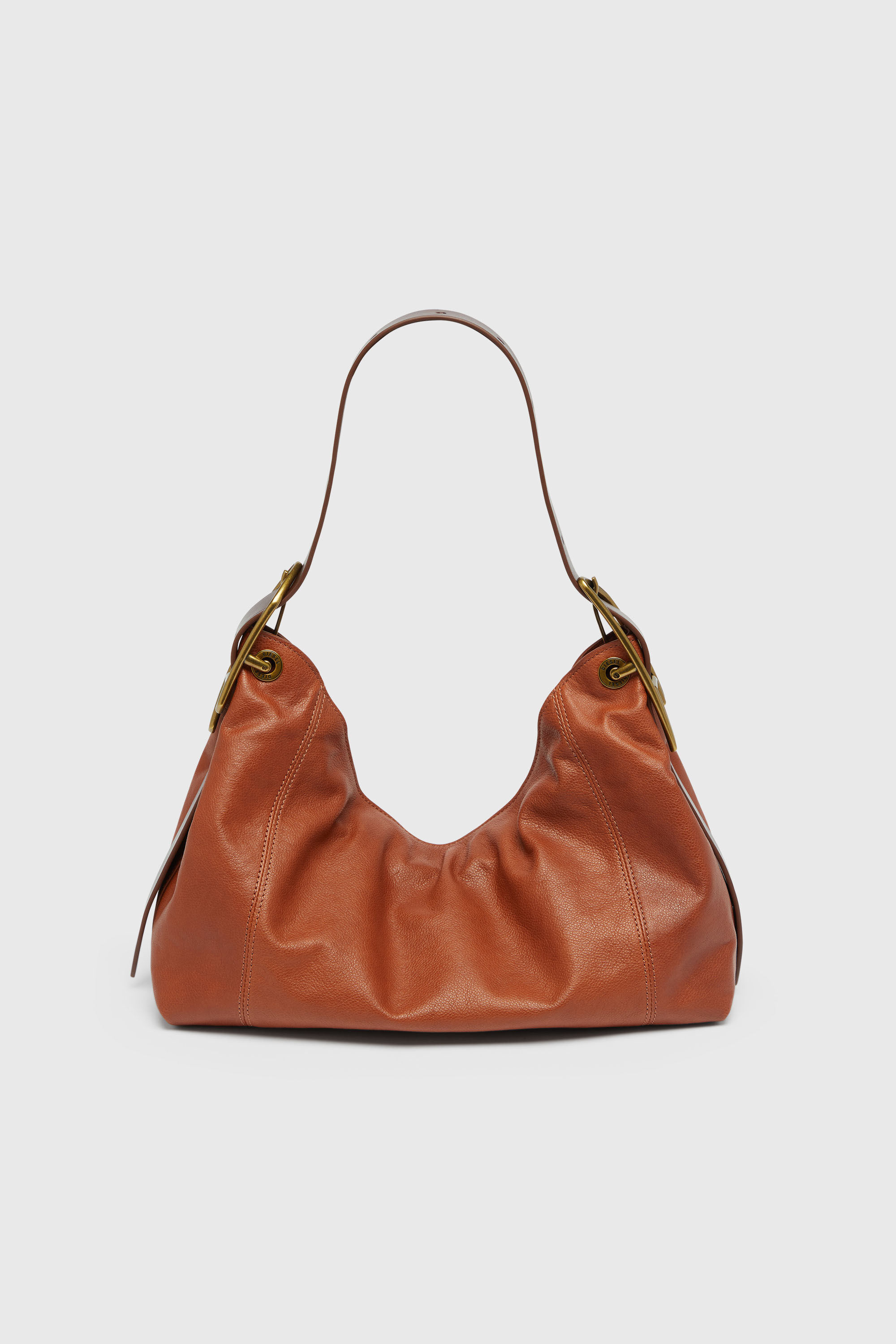 Diesel - D-LINE HOBO S, Damen D-Line-Schultertasche aus gl&auml;nzendem, geknittertem Leder in Braun - 3
