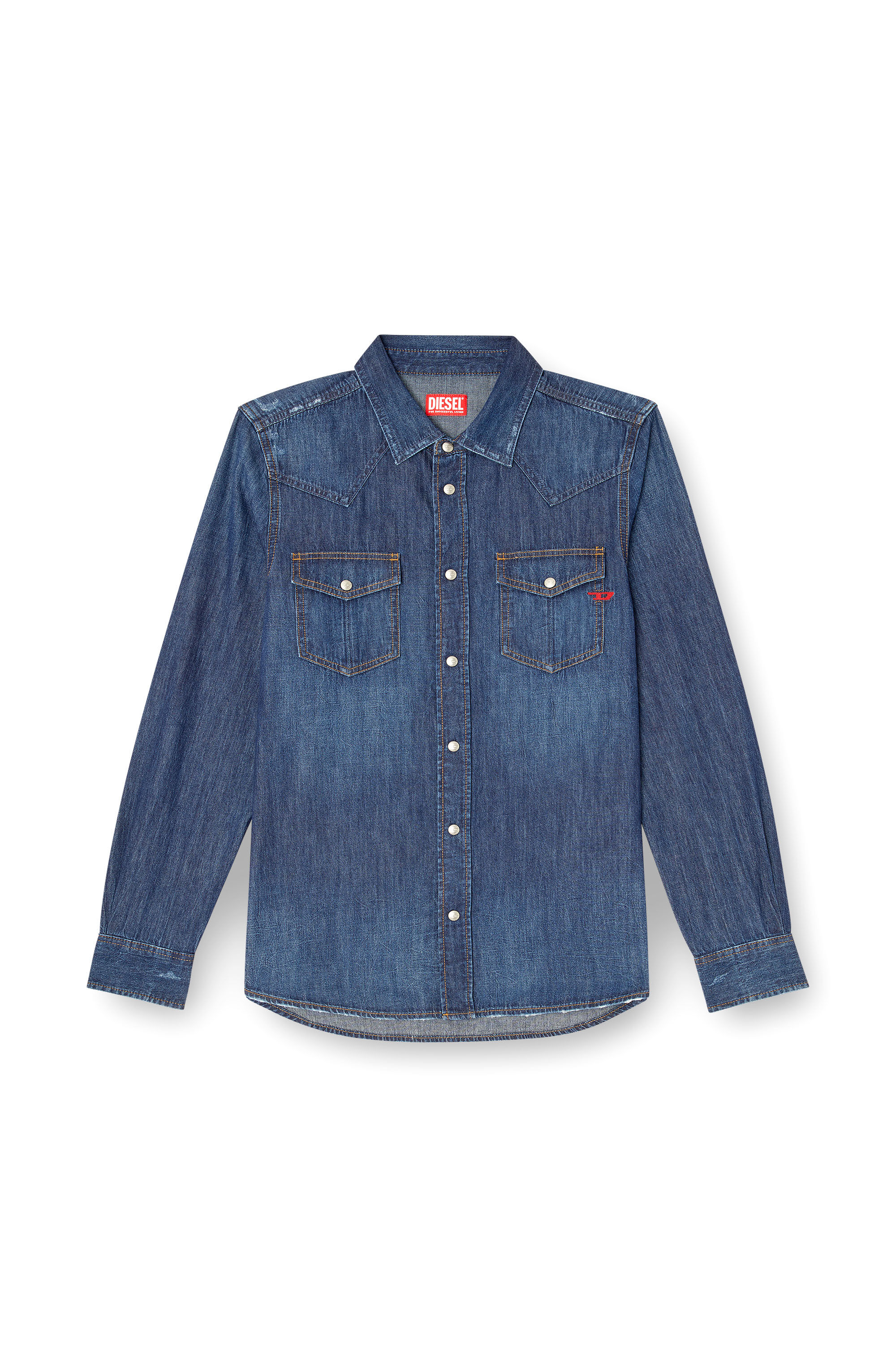 Diesel - D-VEGA, Herren Overshirt aus Denim in Dunkelblau - 2