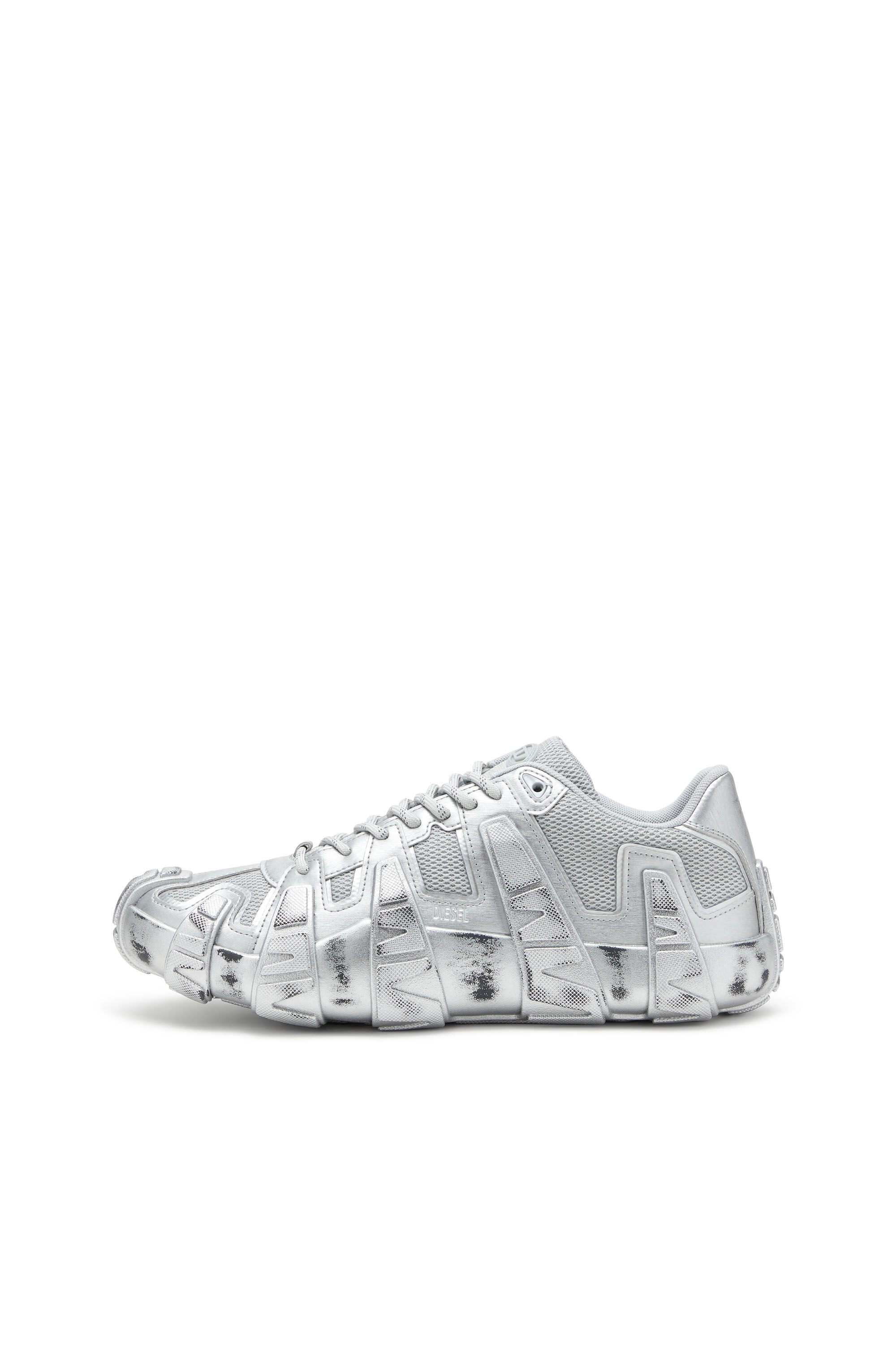Diesel - S-D-GRIFFE LOW, Herren Metallic-Sneakers aus Mesh und PU in Silber - 7