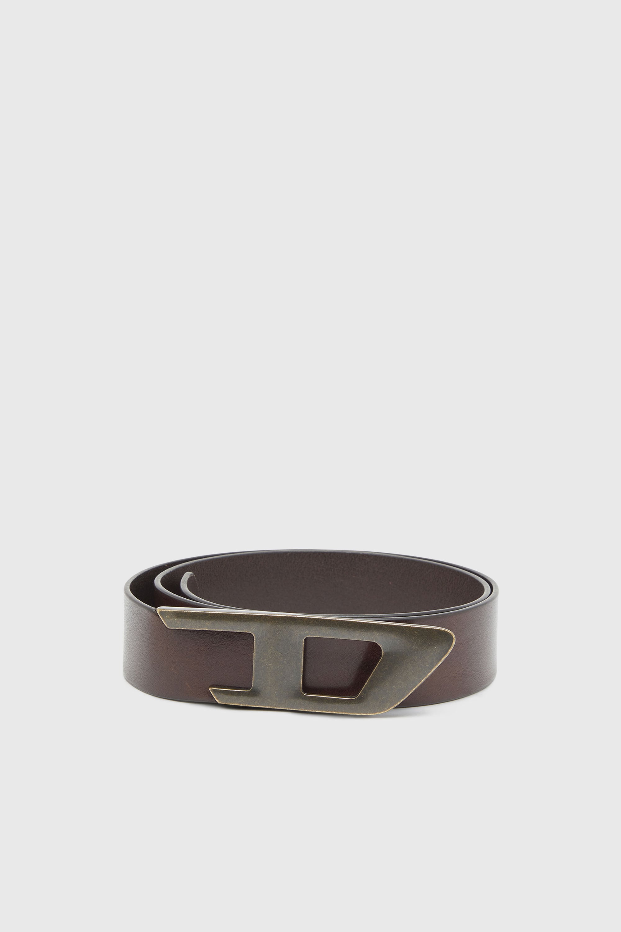 Diesel - B-D LOGO 2.0 40, Unisex's 4 cm leather belt with metal D buckle in Dark Brown - 1