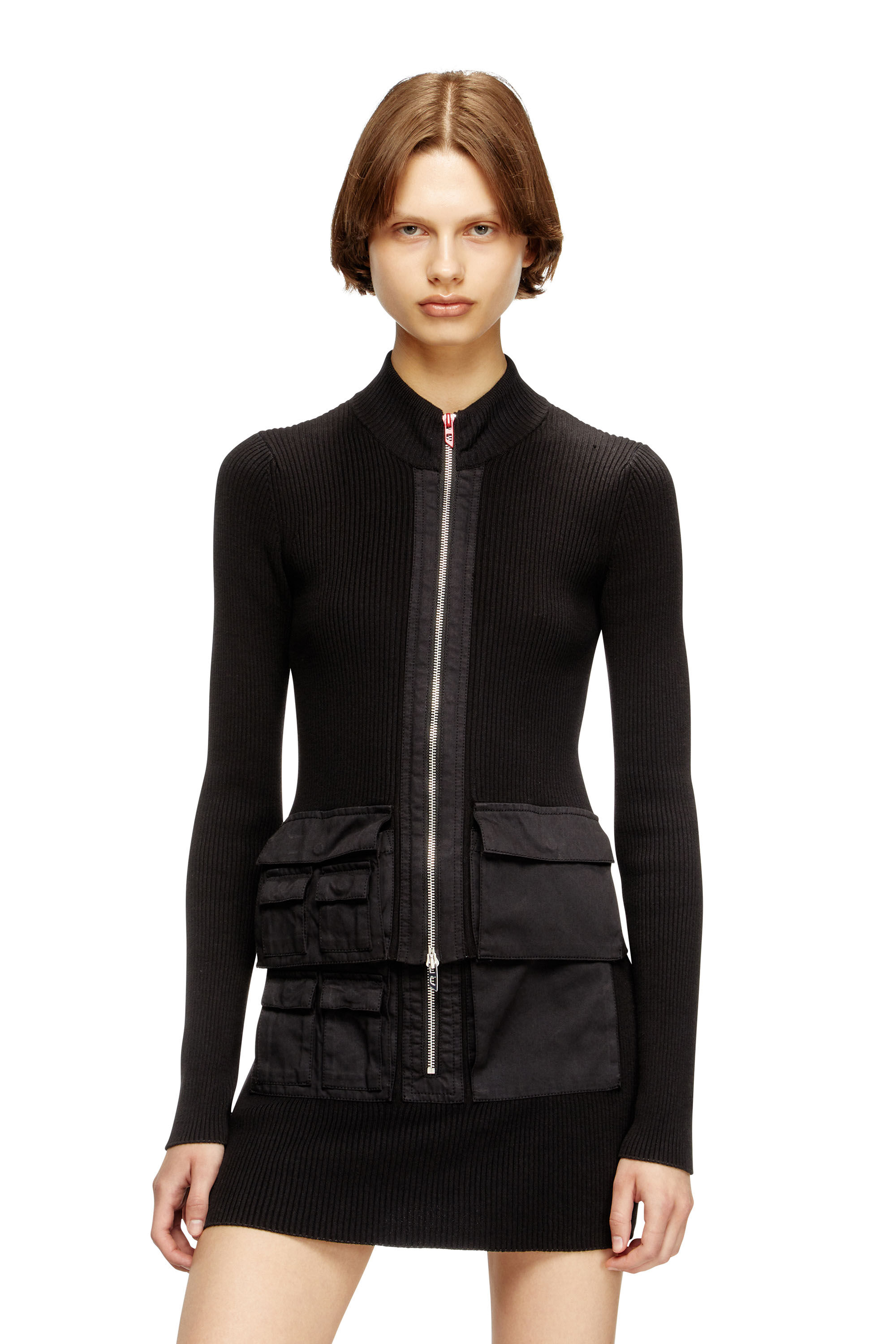 Diesel - M-MELISSA, Damen Geripptes Kleid mit Cargotaschen in null - 3