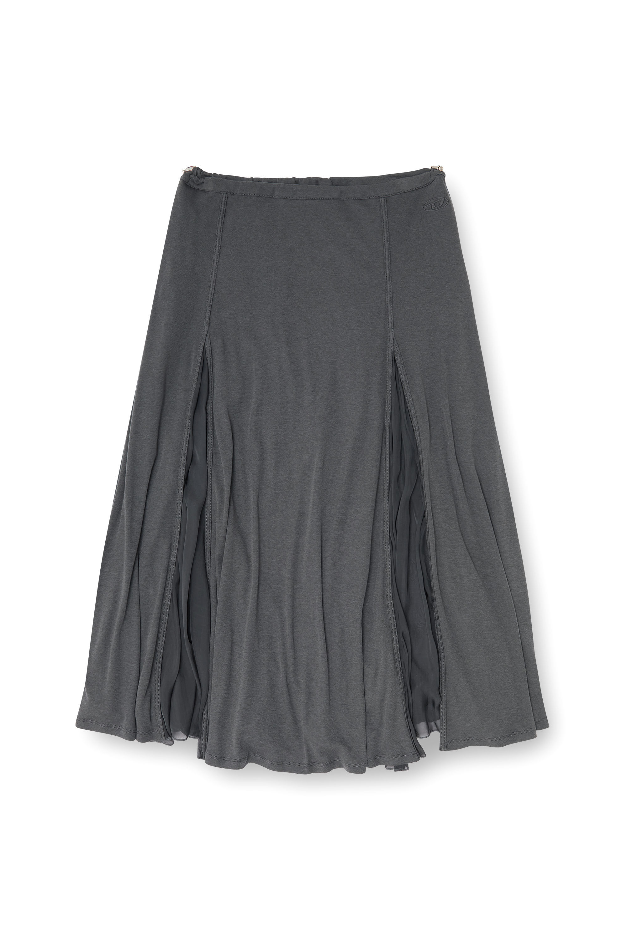 Diesel - O-LONGREI, Damen Midirock aus Rippjersey und Chiffon in null - 2