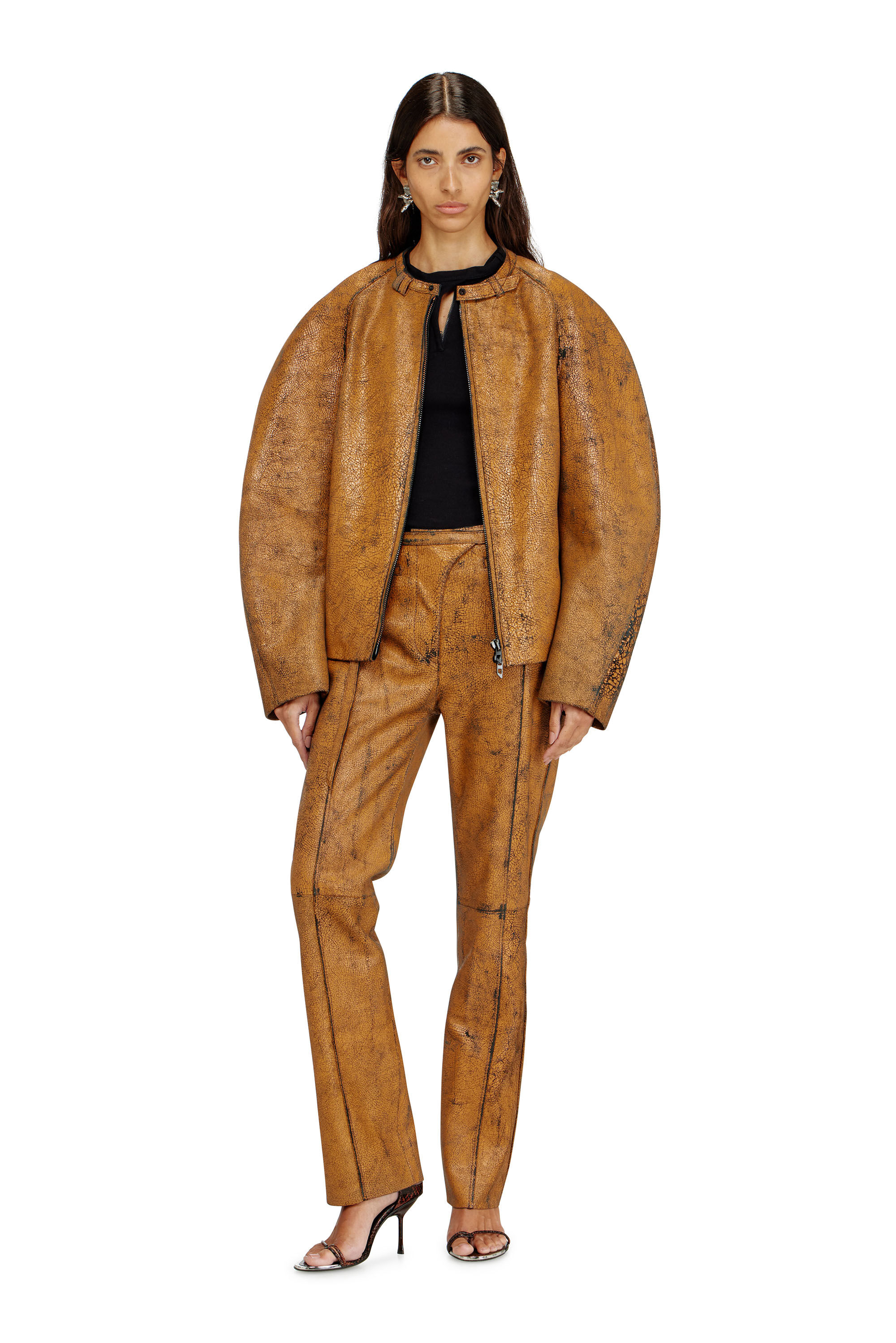 Diesel - T-IARAS, Damen Ripp-Jersey-Top mit Biker-Nackenriemen in Schwarz - 1